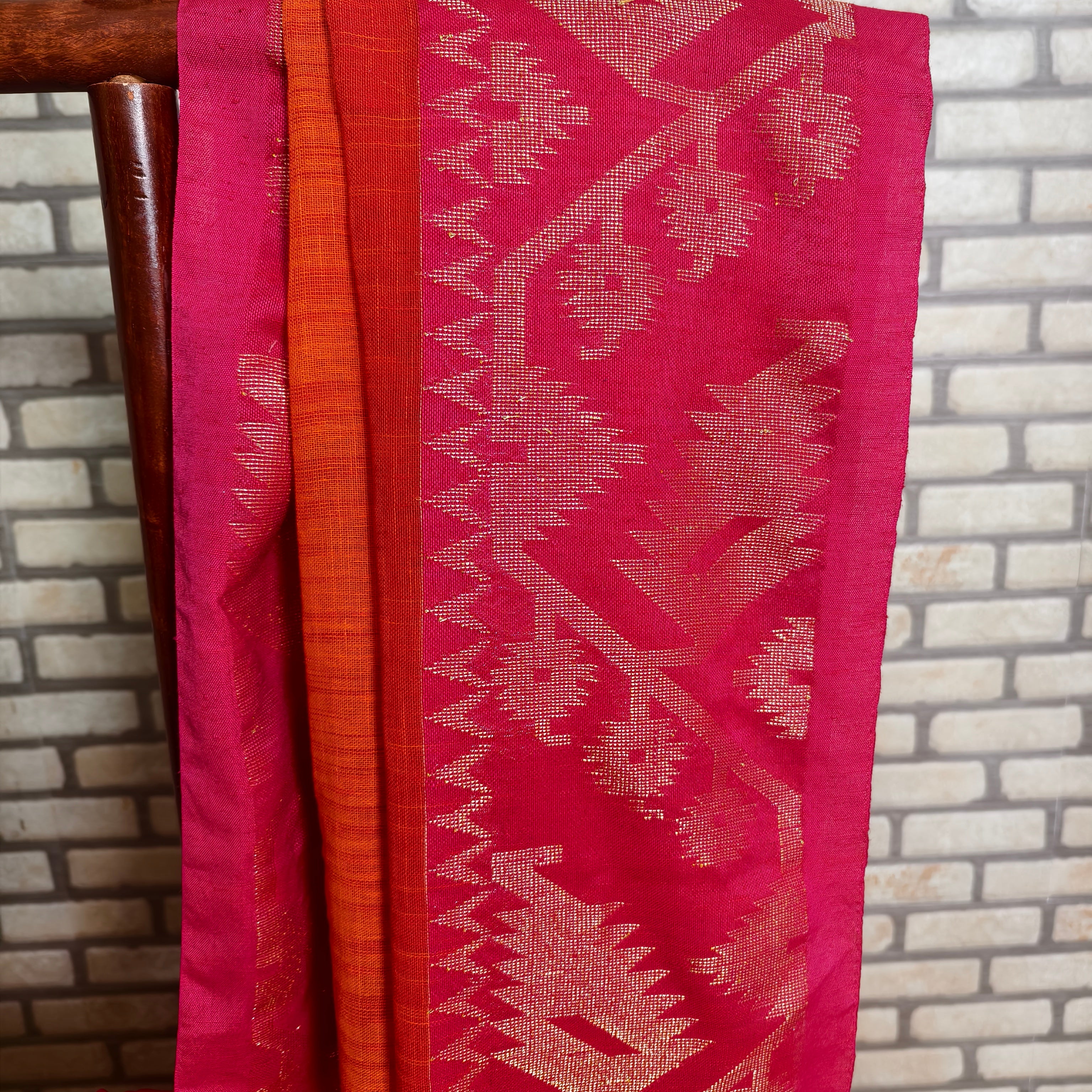 Sunset Orange Linen Saree