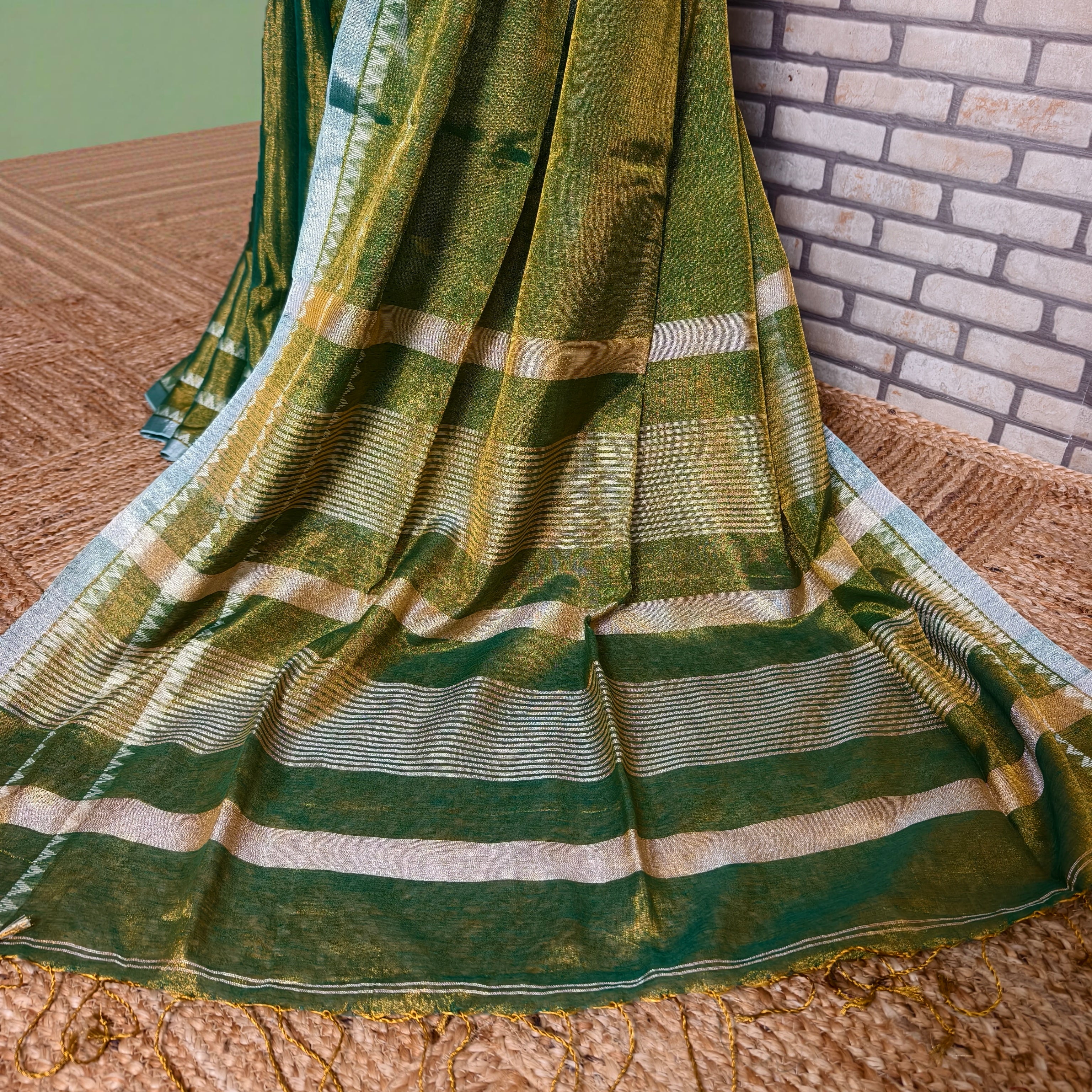 Mehendi Linen Saree