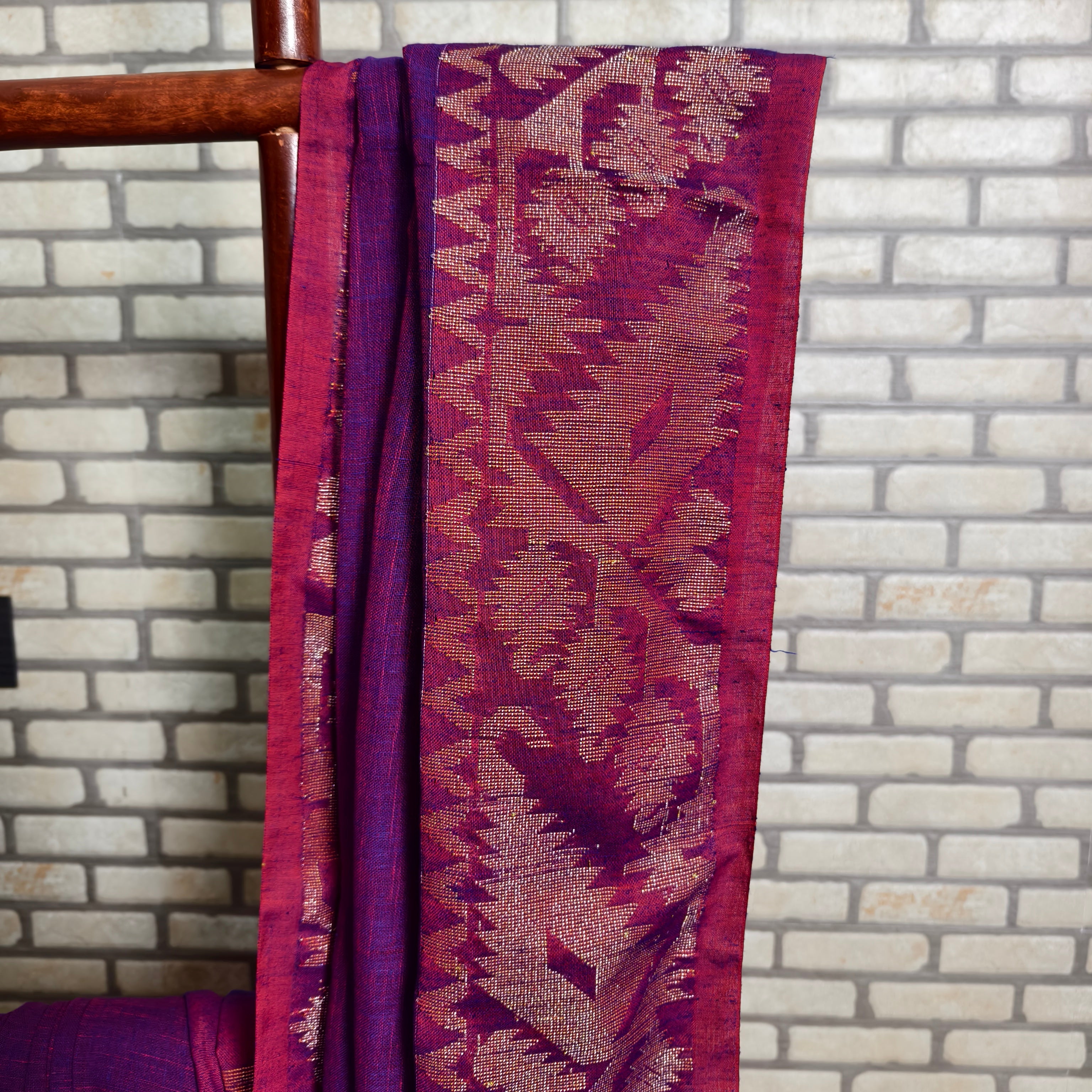 Two Tone Pink-Purple Linen Saree