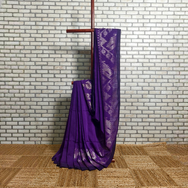 Purple Zari Jamdani Linen Saree