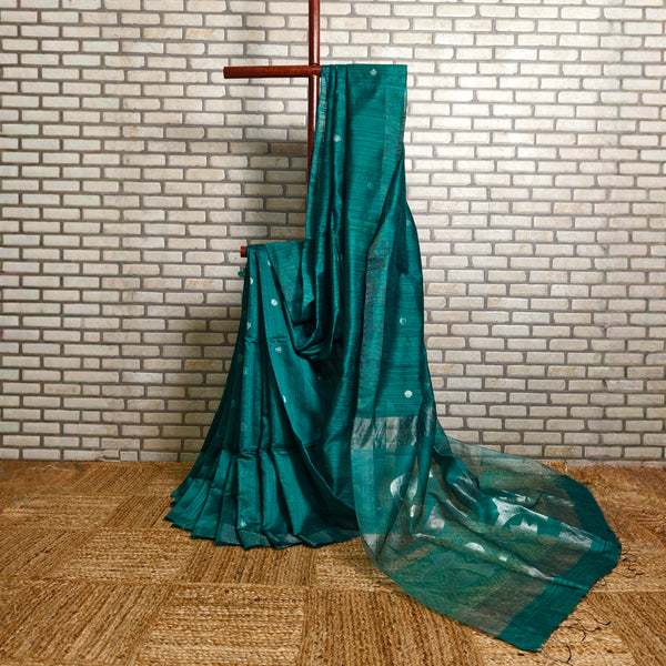 Peacock Green Matka Silk Saree