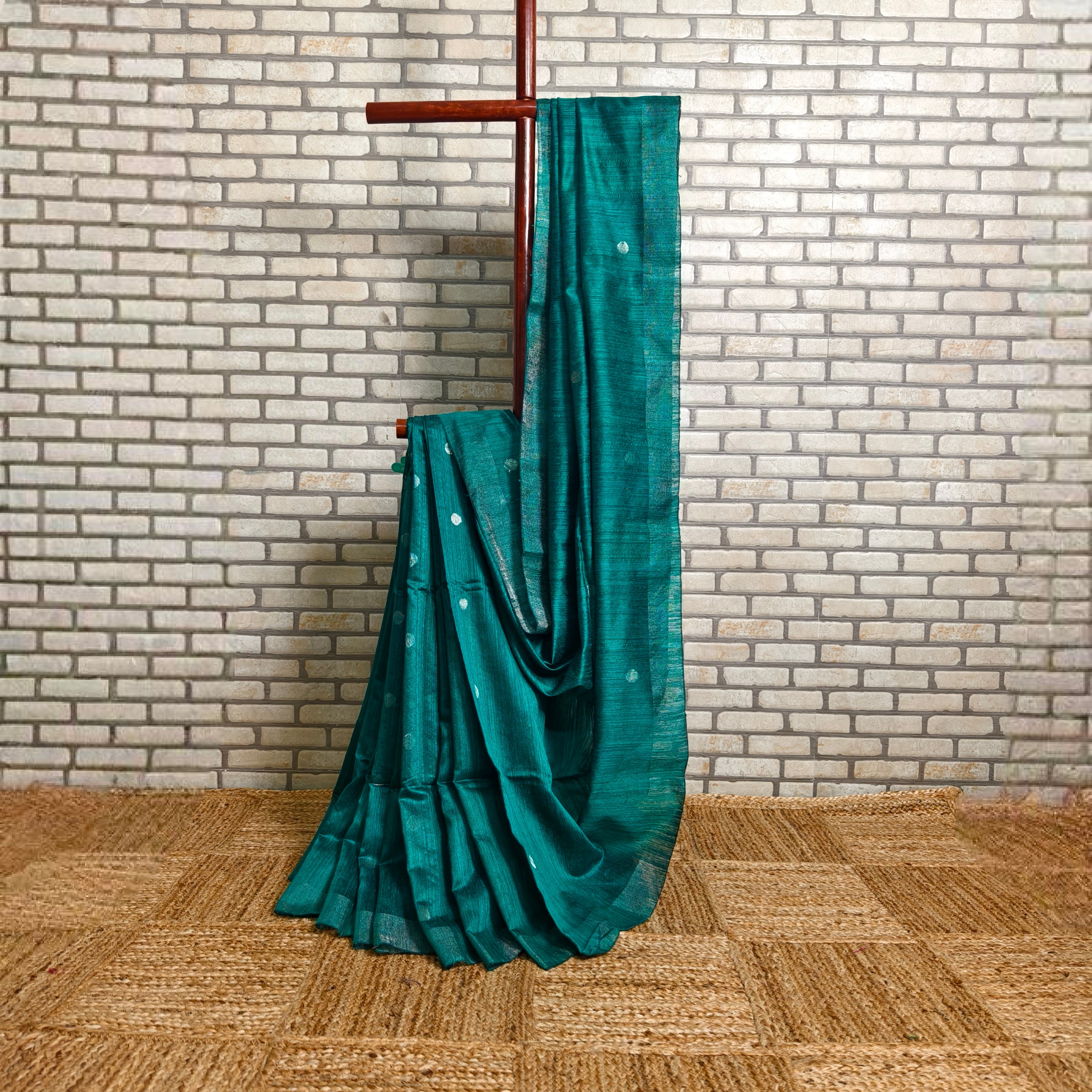 Peacock Green Matka Silk Saree