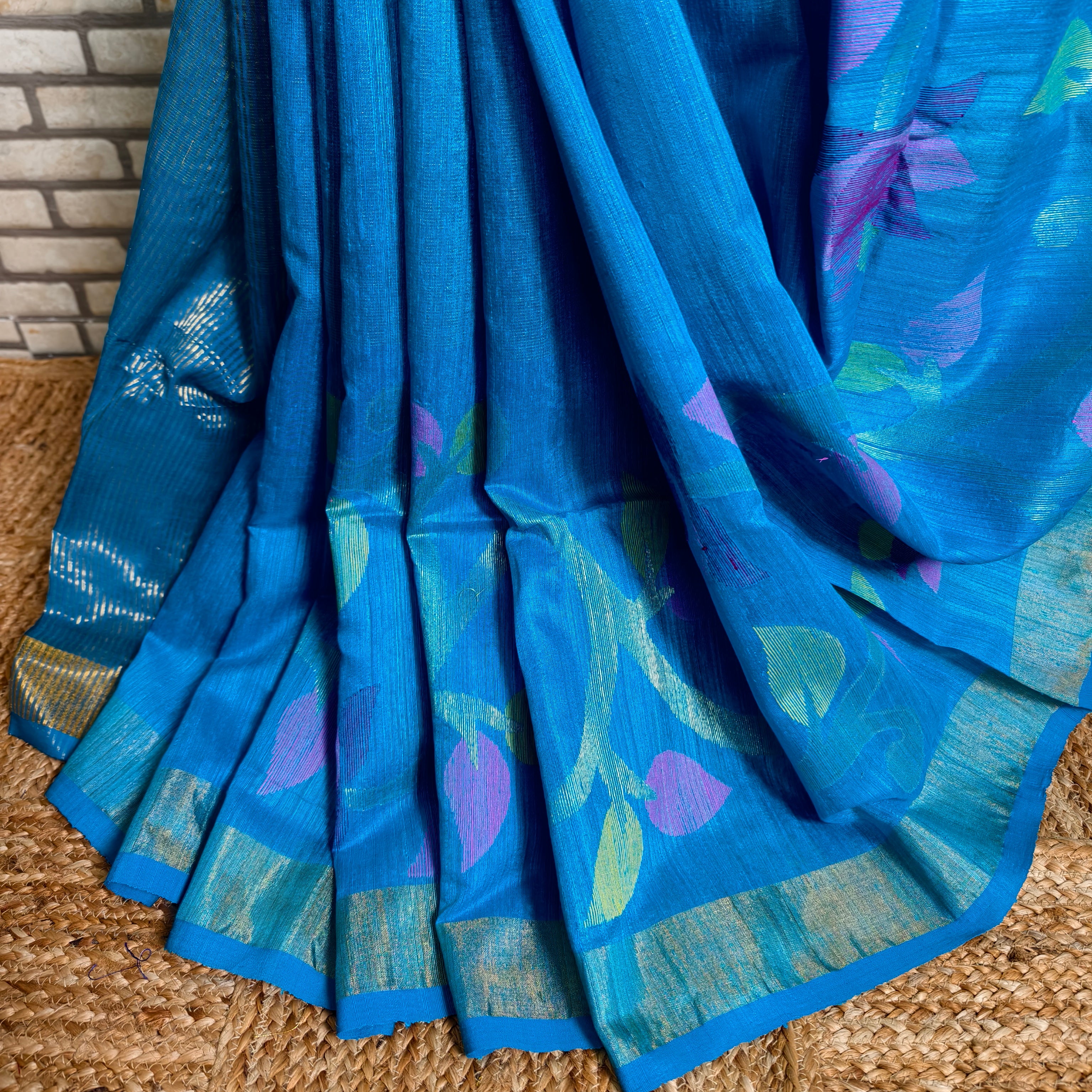 Blue Double Weaved Matka Silk Saree