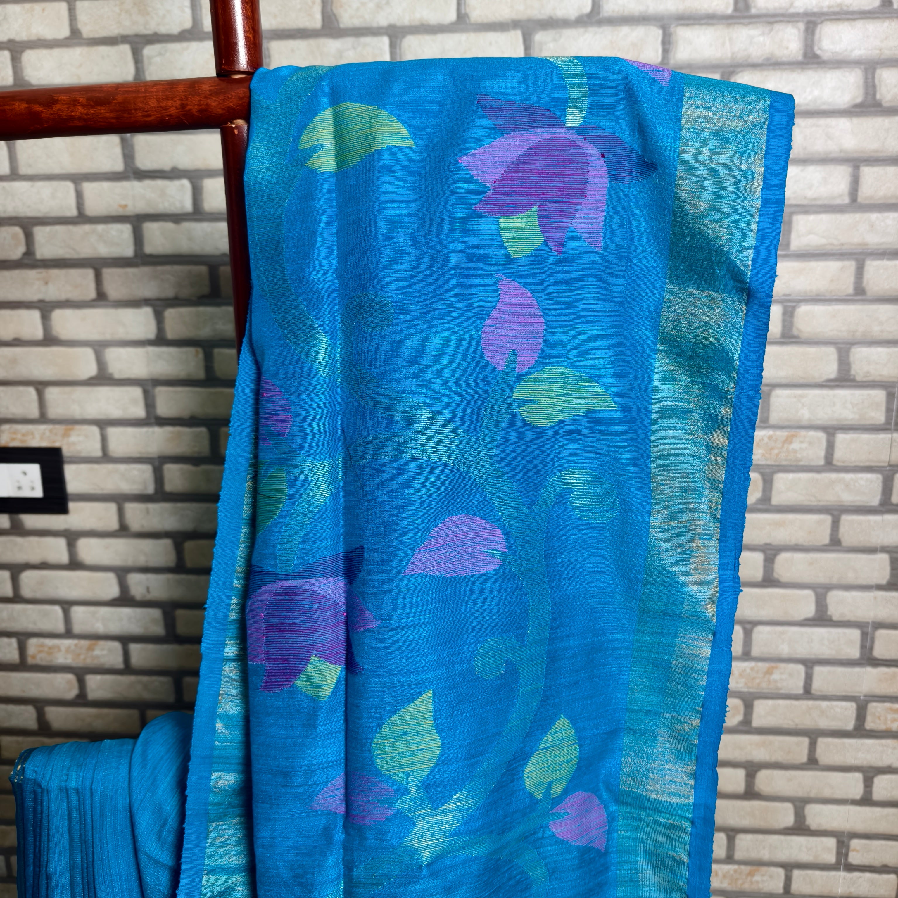 Blue Double Weaved Matka Silk Saree