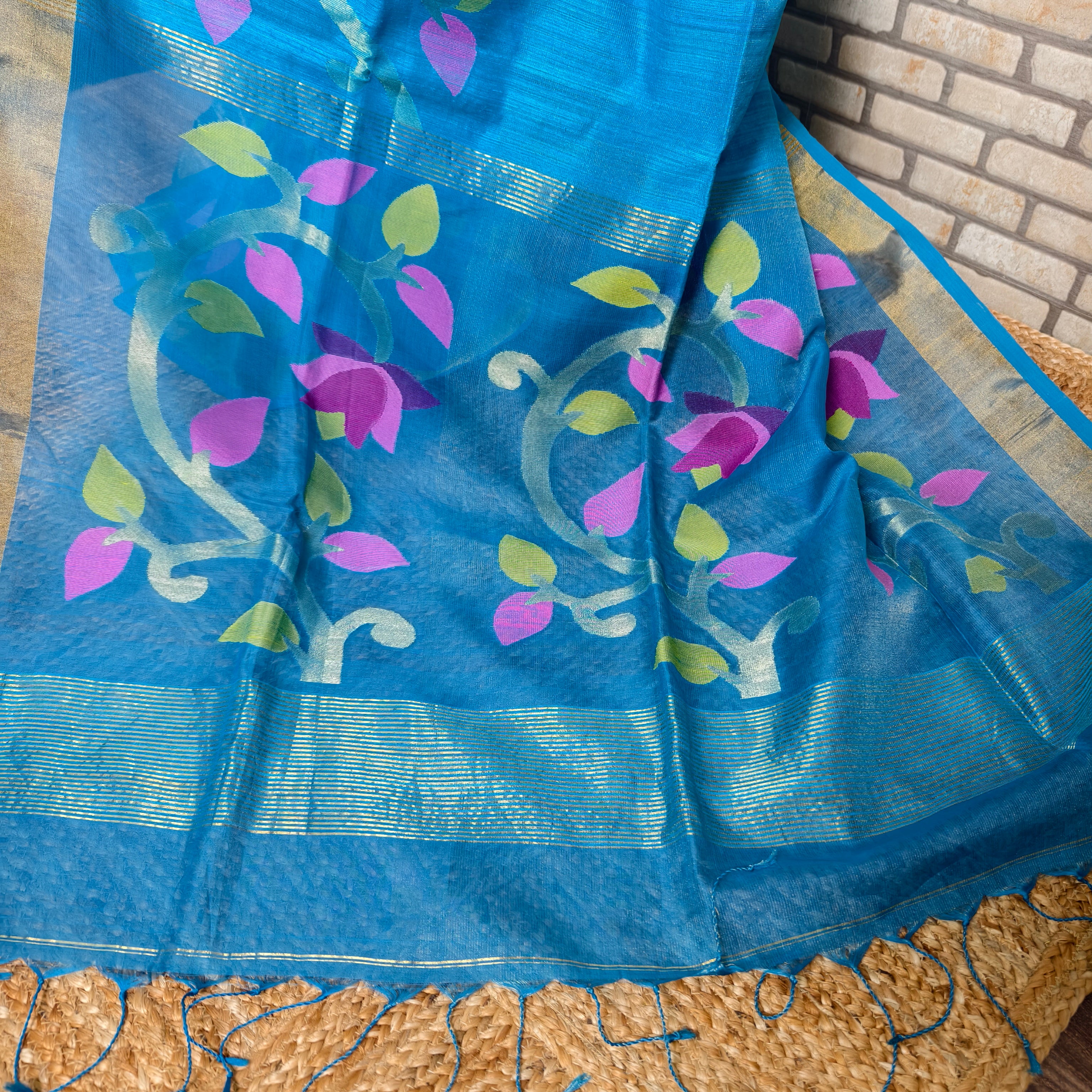 Blue Double Weaved Matka Silk Saree