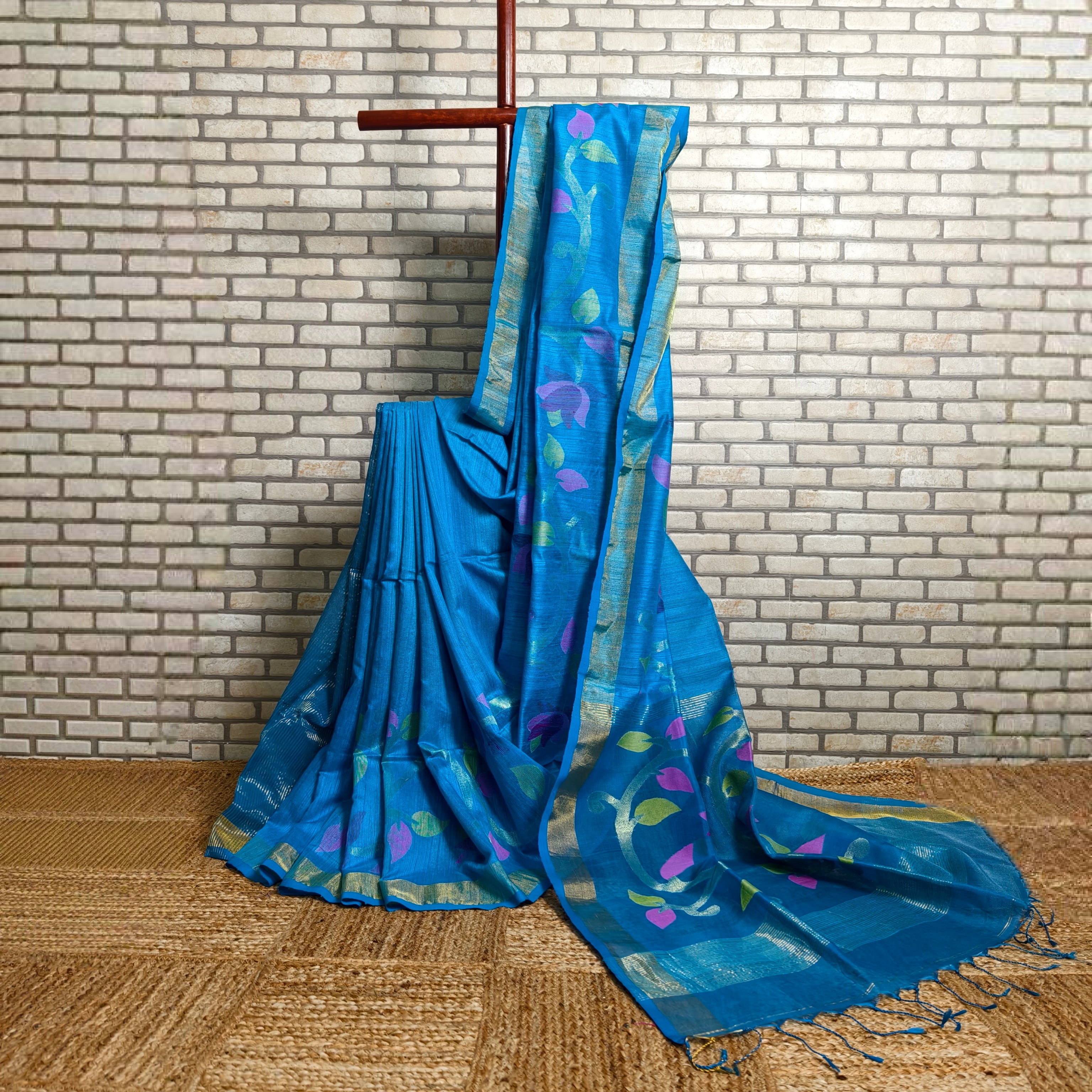 Blue Double Weaved Matka Silk Saree