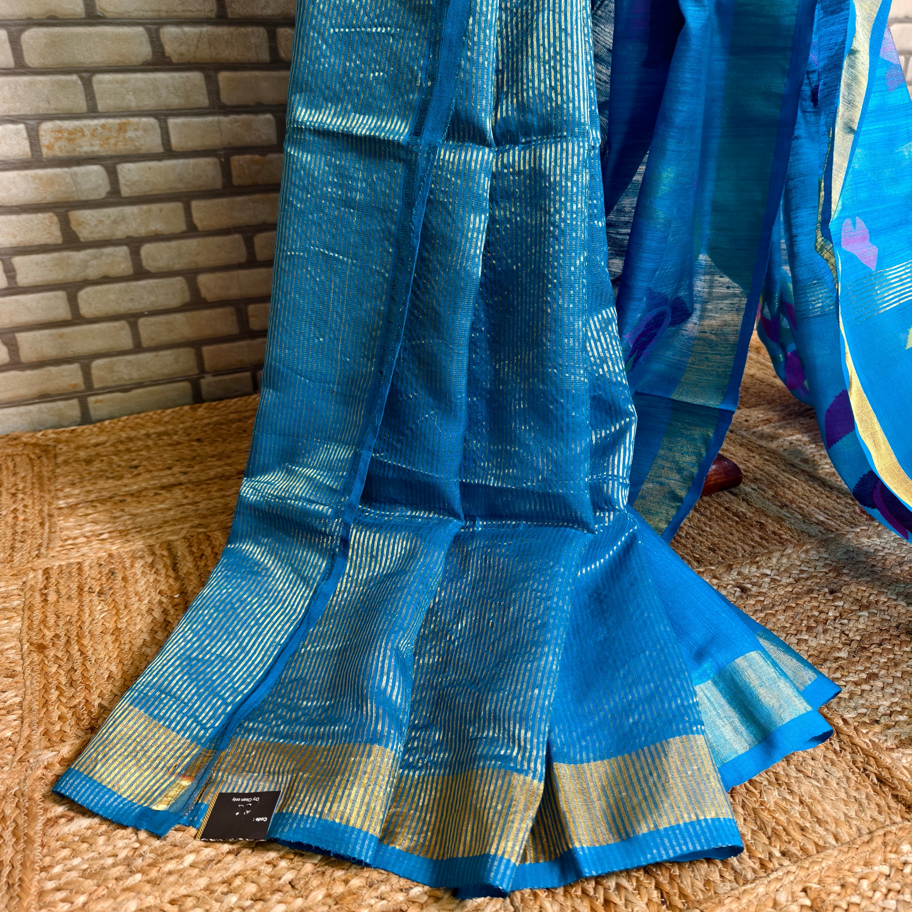 Blue Double Weaved Matka Silk Saree