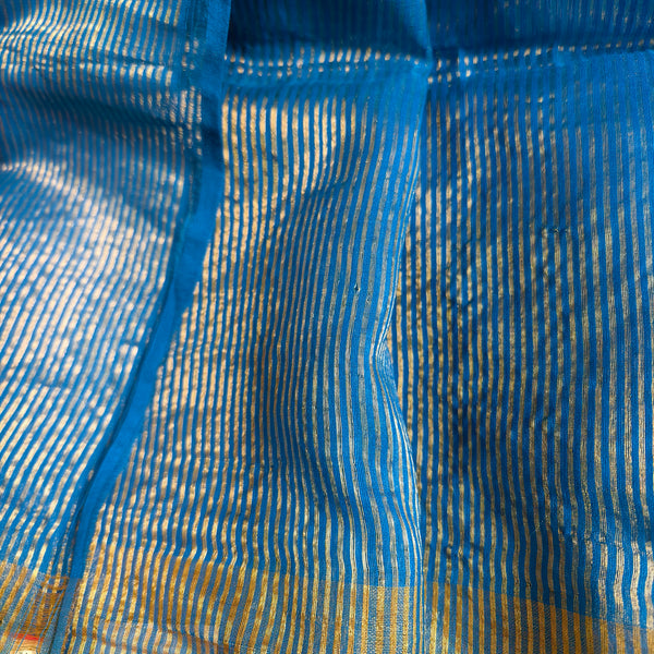 Blue Double Weaved Matka Silk Saree
