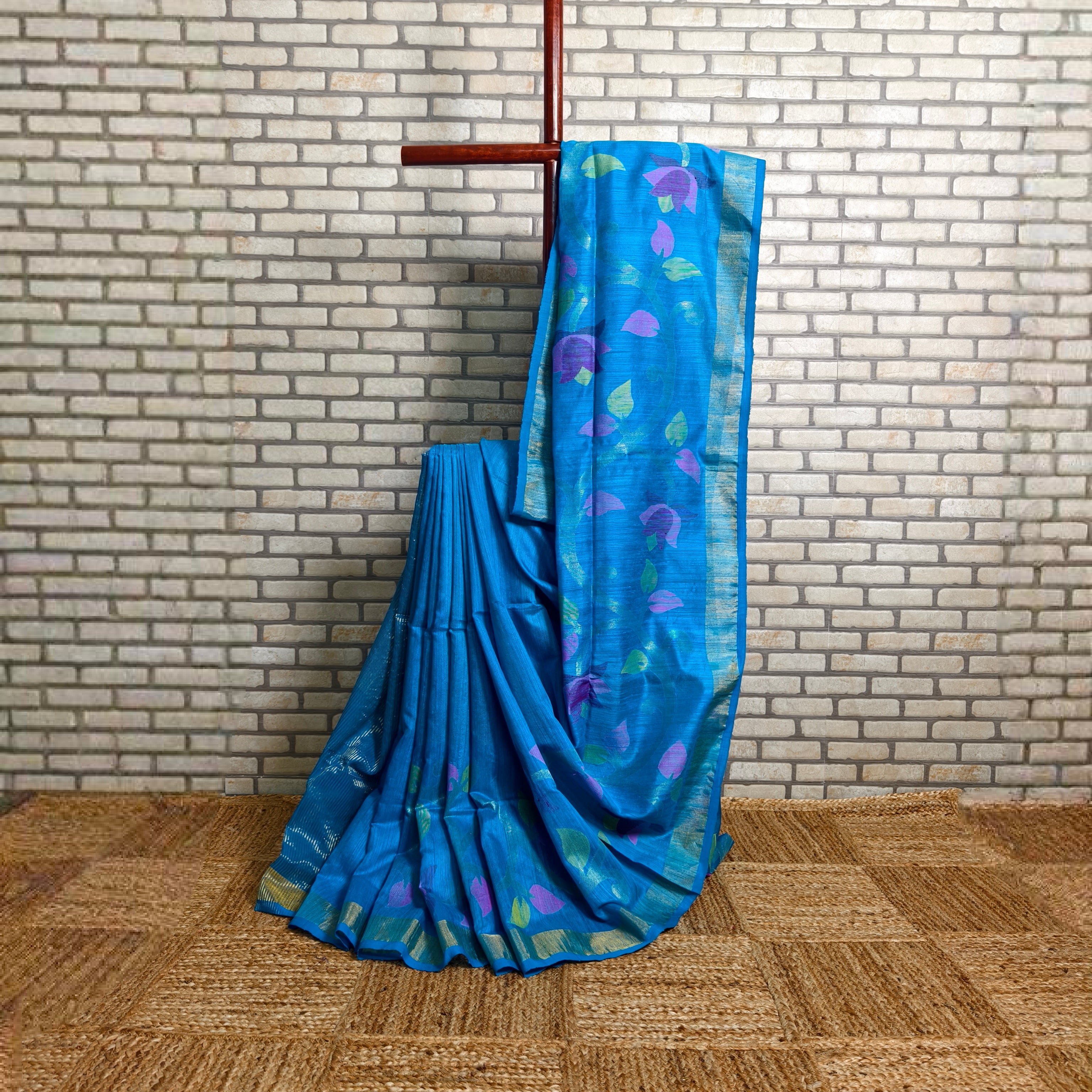 Blue Double Weaved Matka Silk Saree