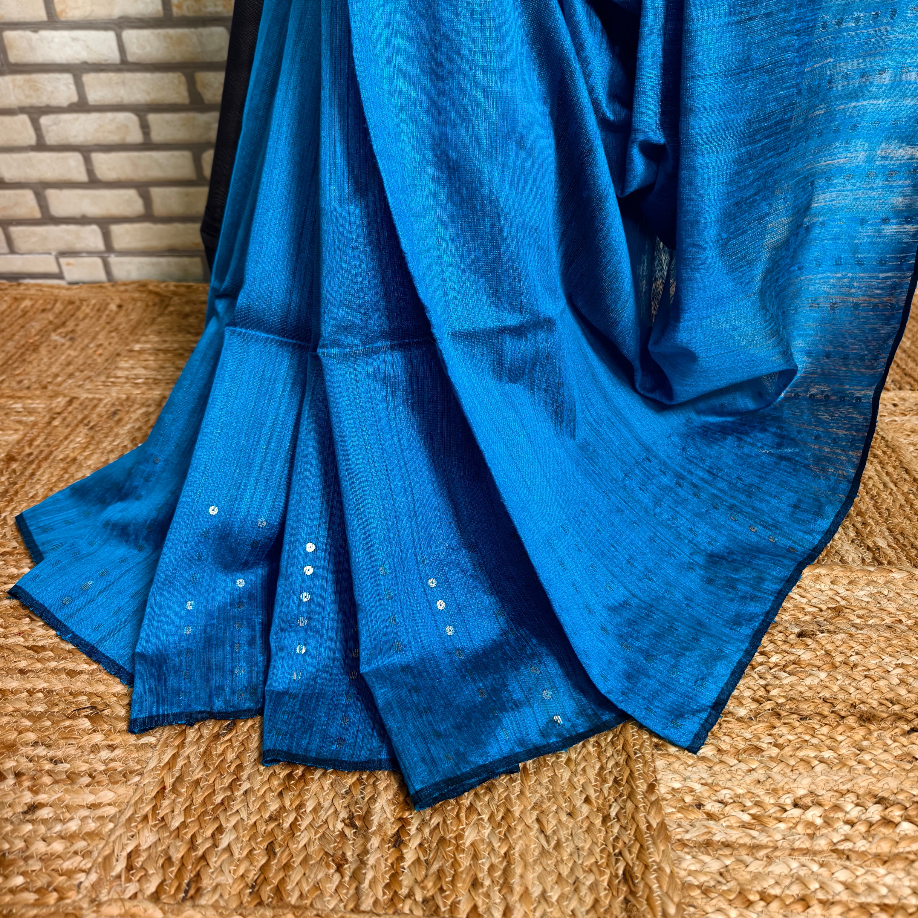 Vibrant Blue Double Weaved Matka Silk Saree