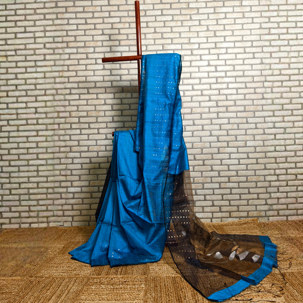Vibrant Blue Double Weaved Matka Silk Saree