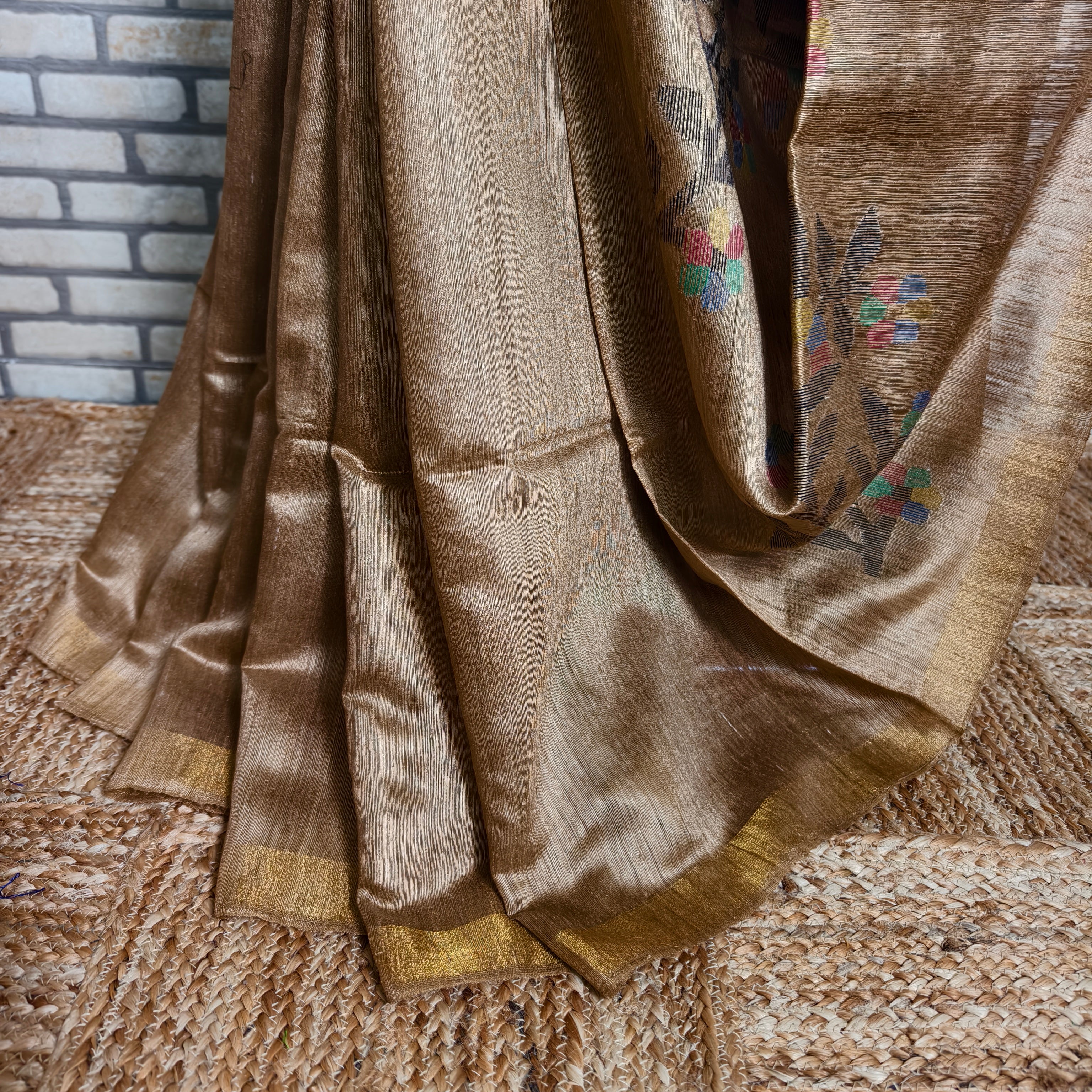 Beige Matka Silk Saree