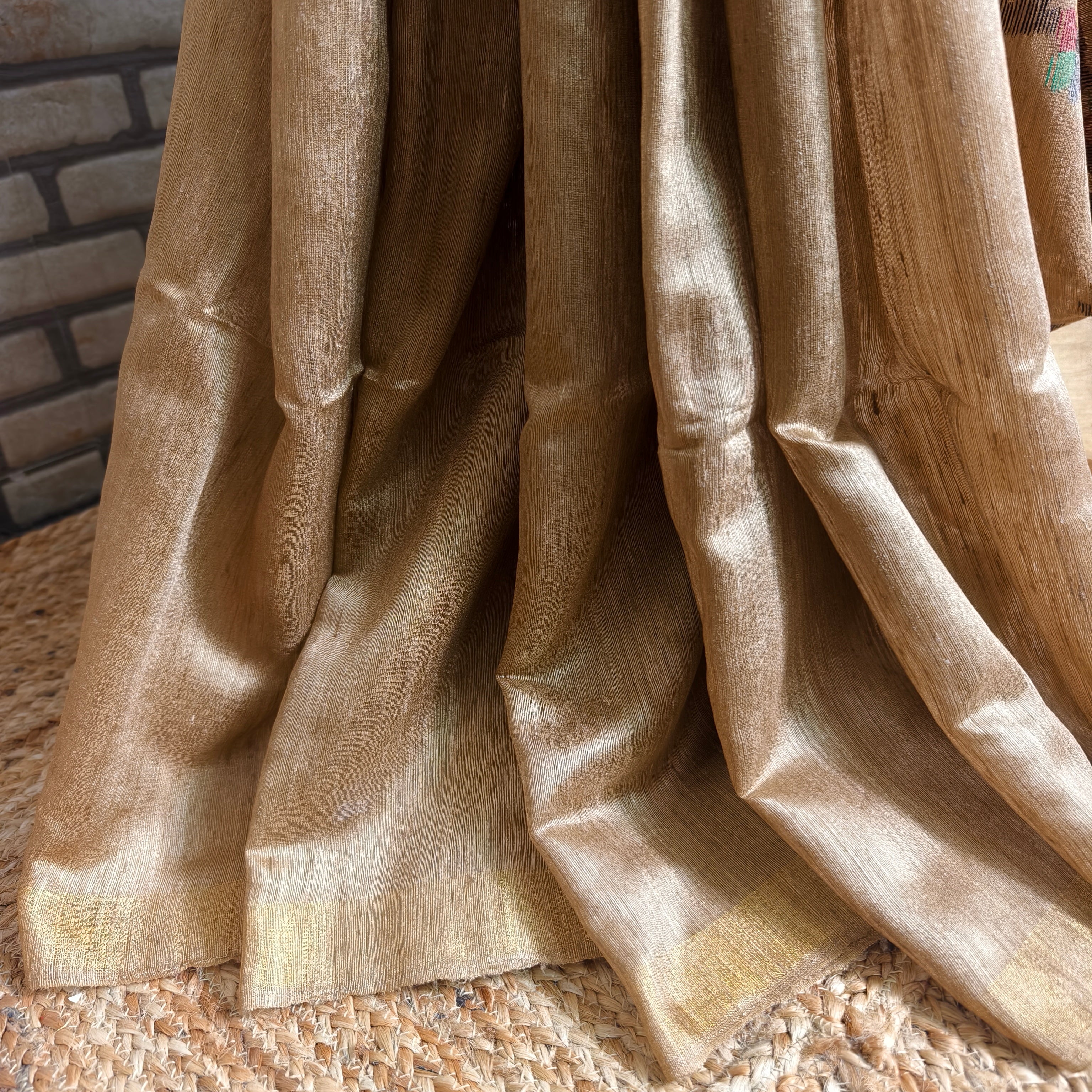 Beige Golden Matka Silk Saree
