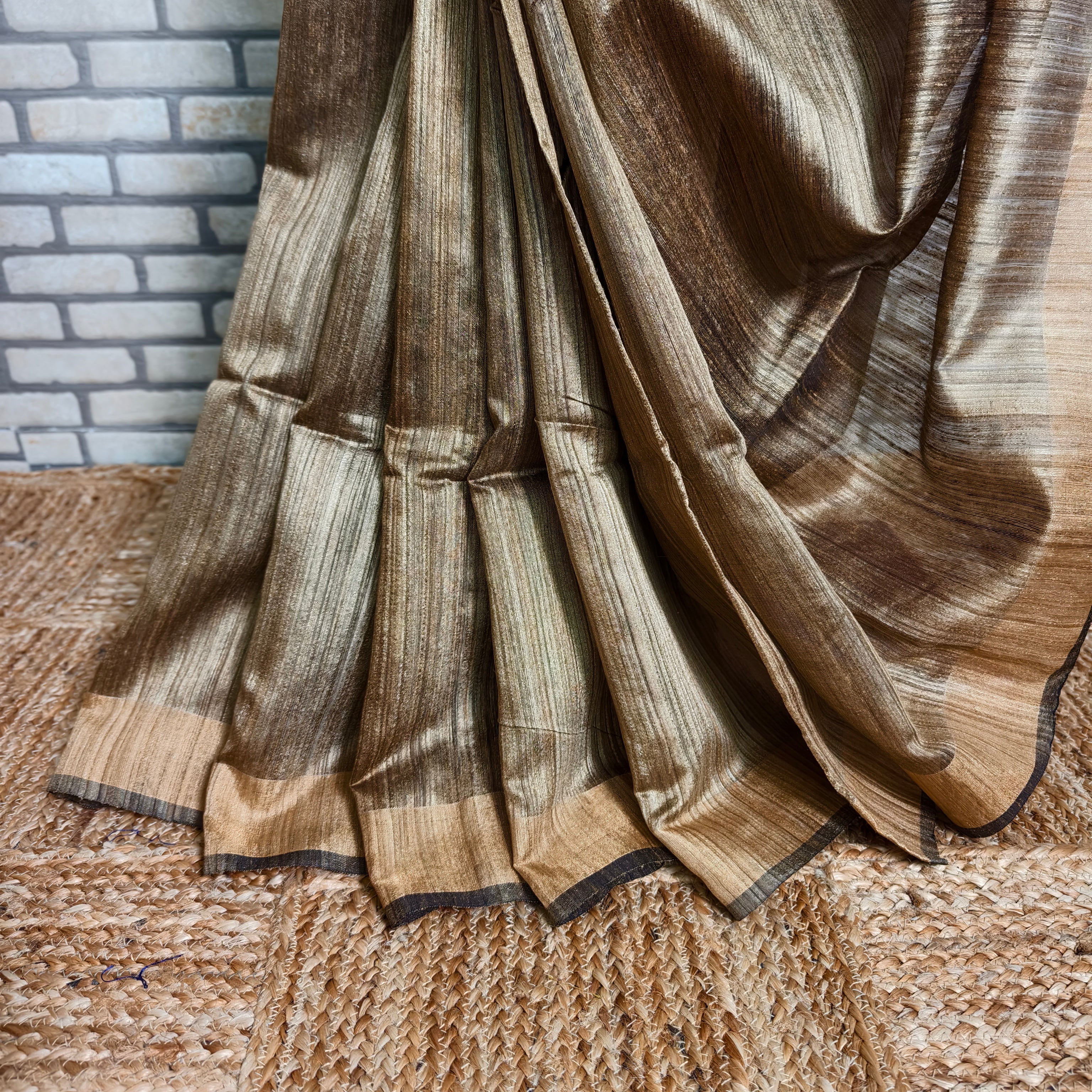 Beige Golden Matka Silk Saree