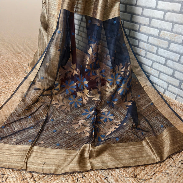 Beige Golden Matka Silk Saree