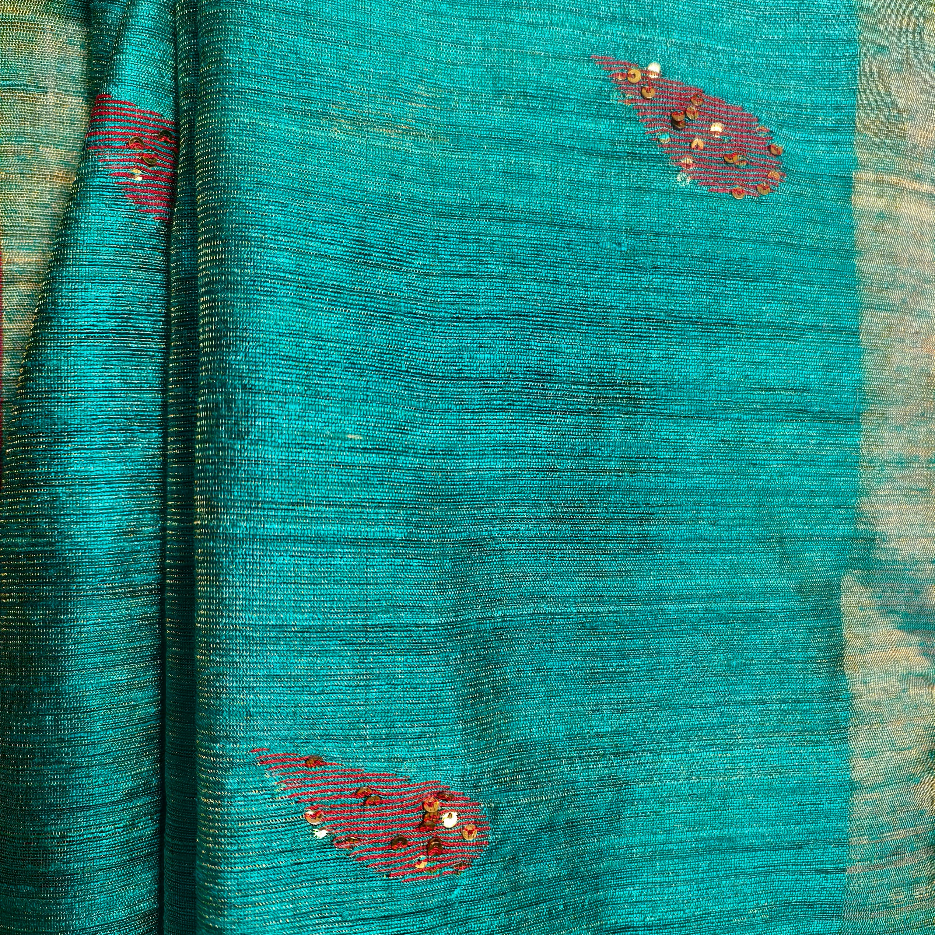Teal Green Matka Silk Saree