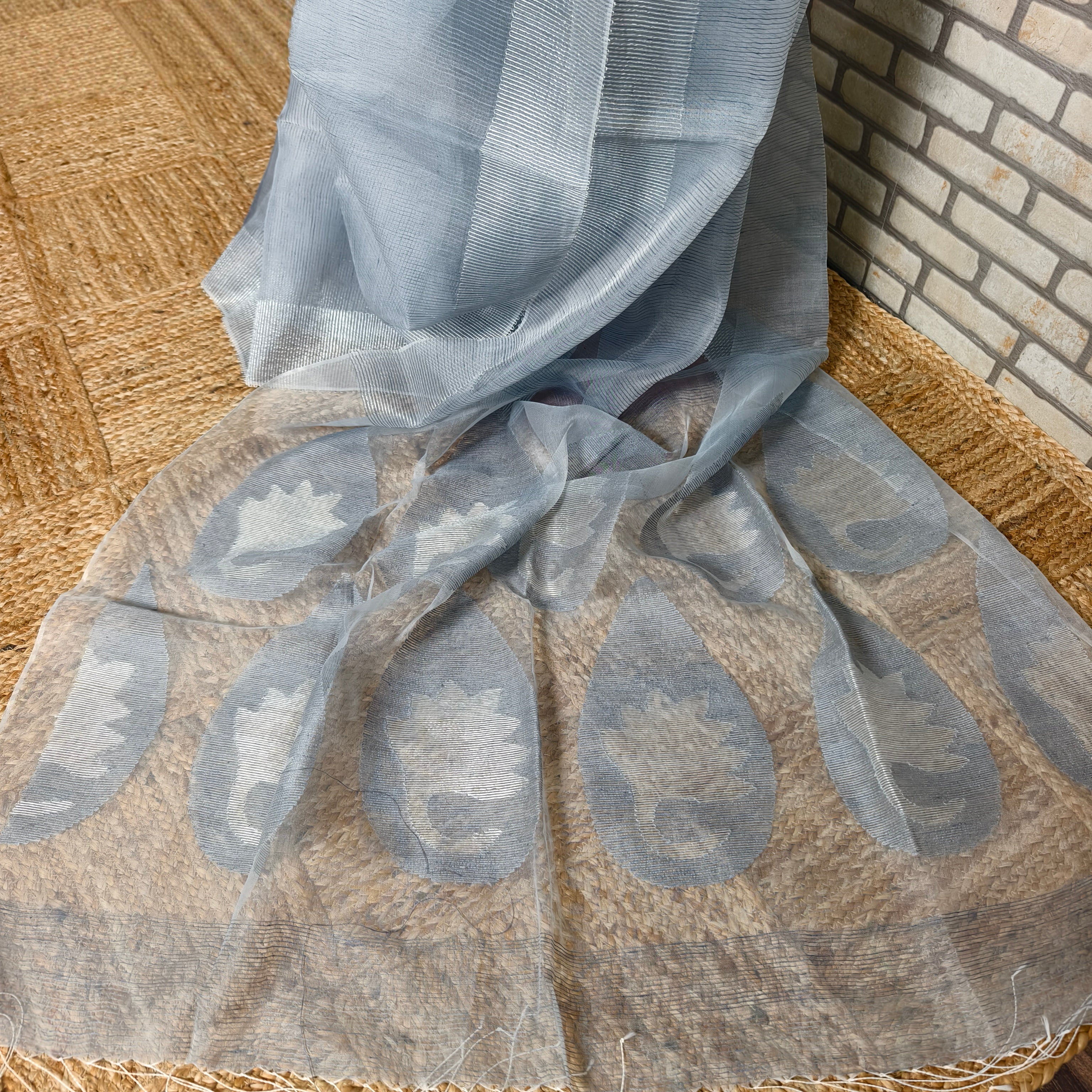 Faint Grey Resham Silk Saree