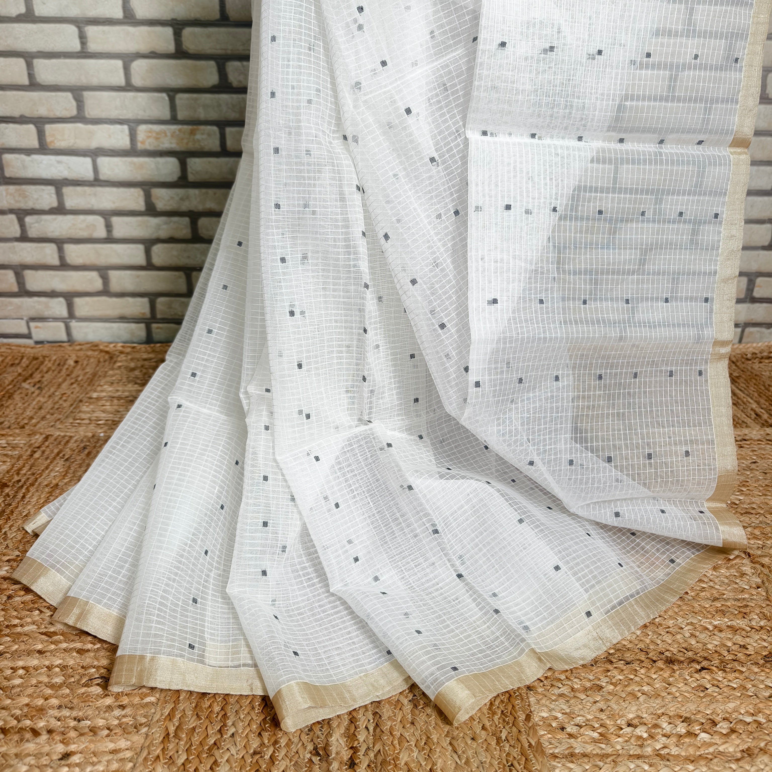 White Resham Silk Saree