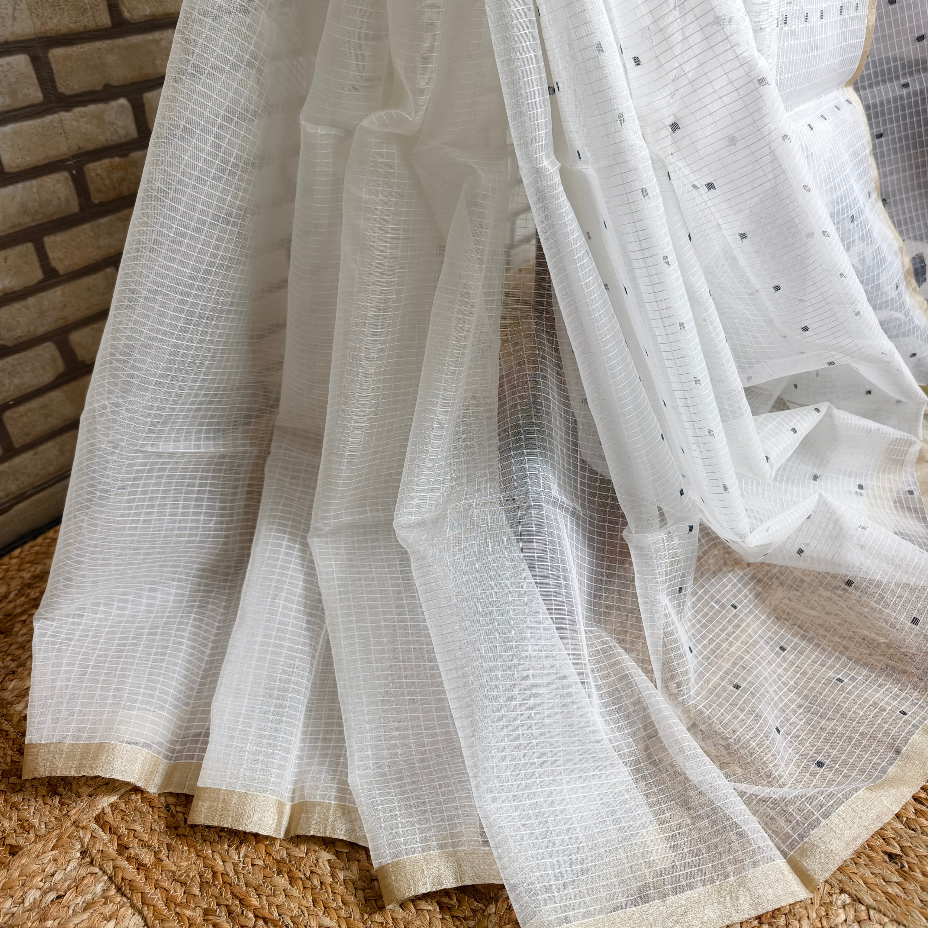 White Resham Silk Saree