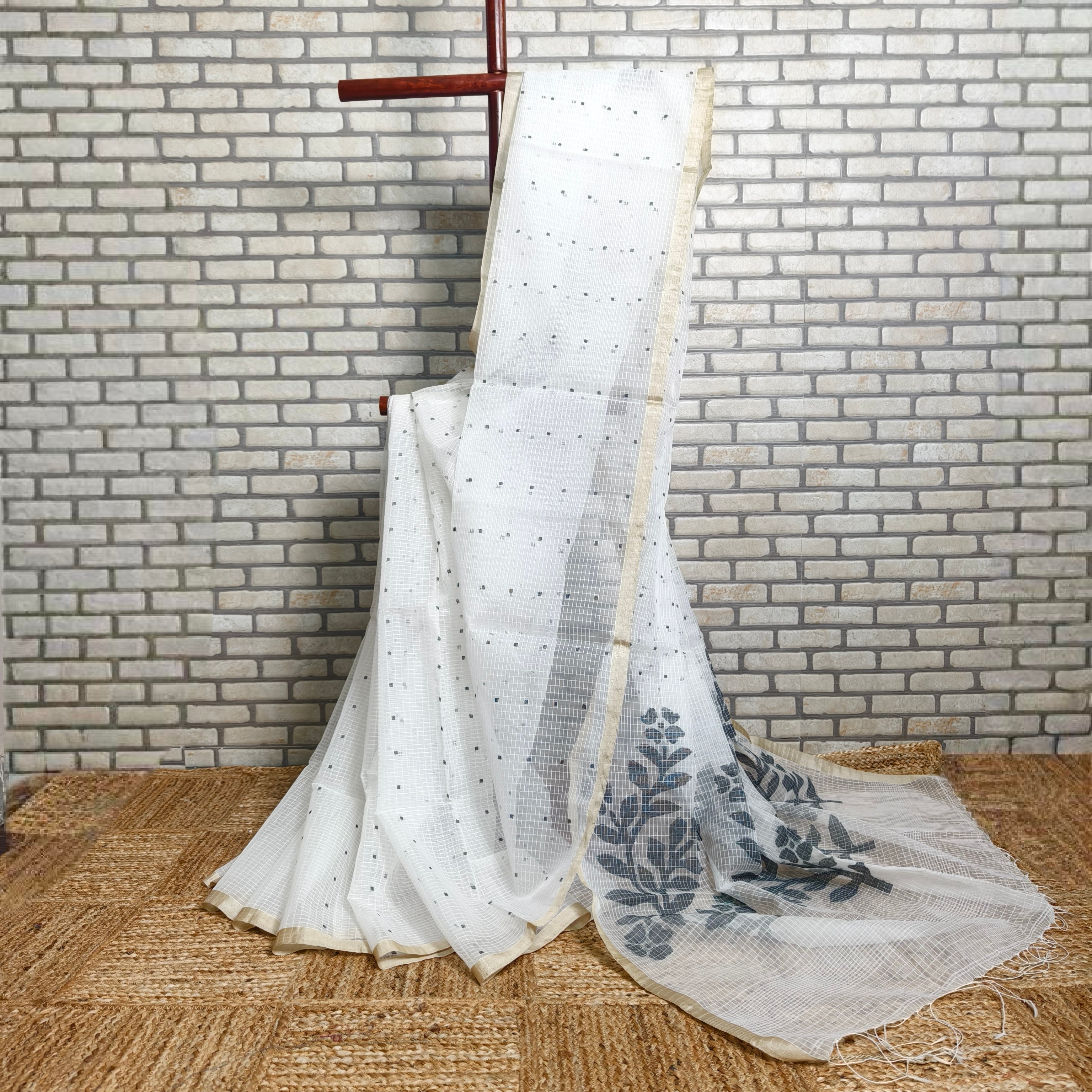 White Resham Silk Saree