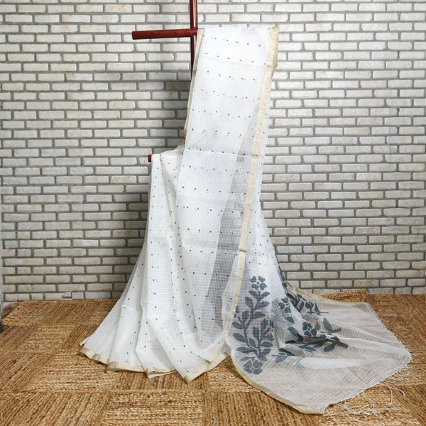 White Resham Silk Saree