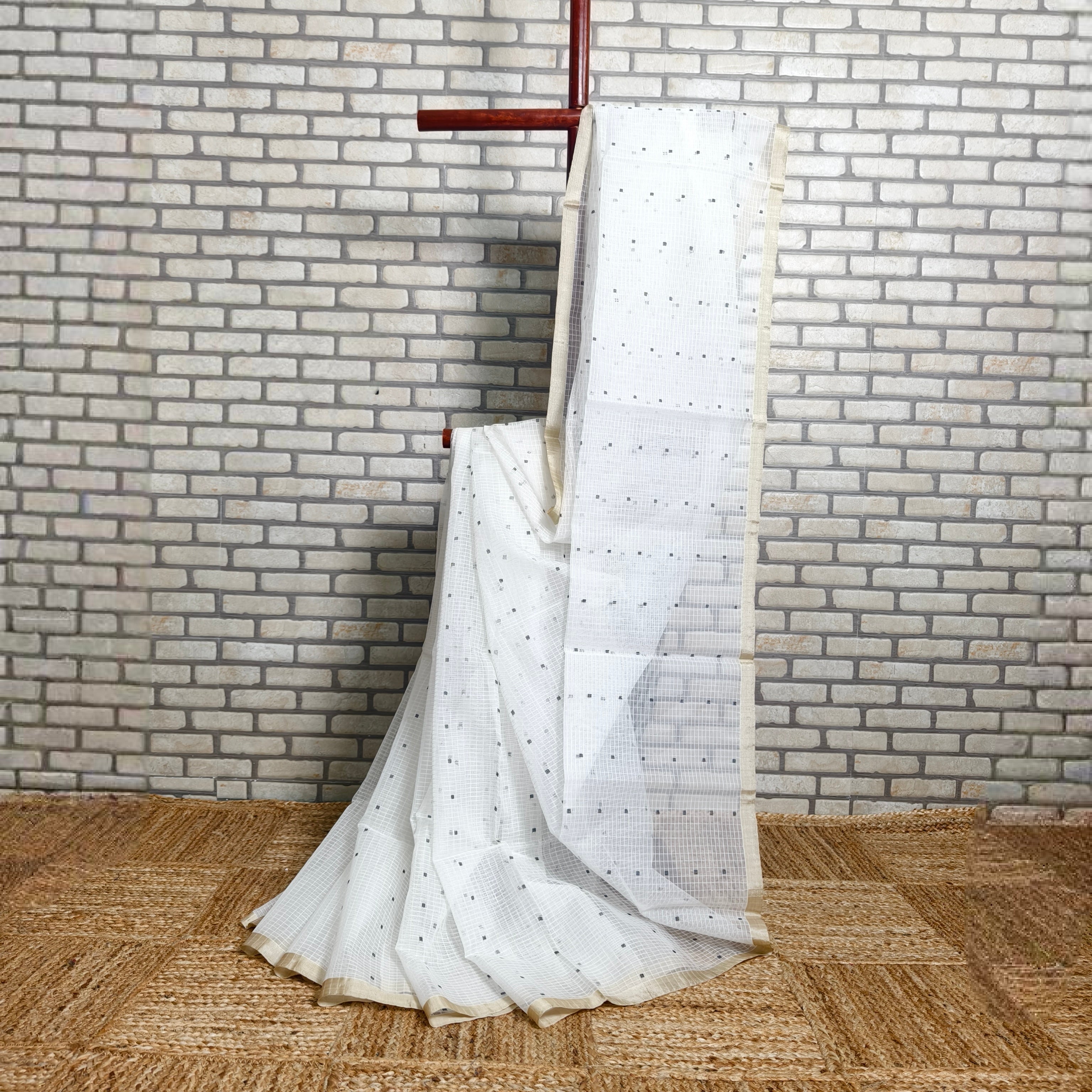 White Resham Silk Saree