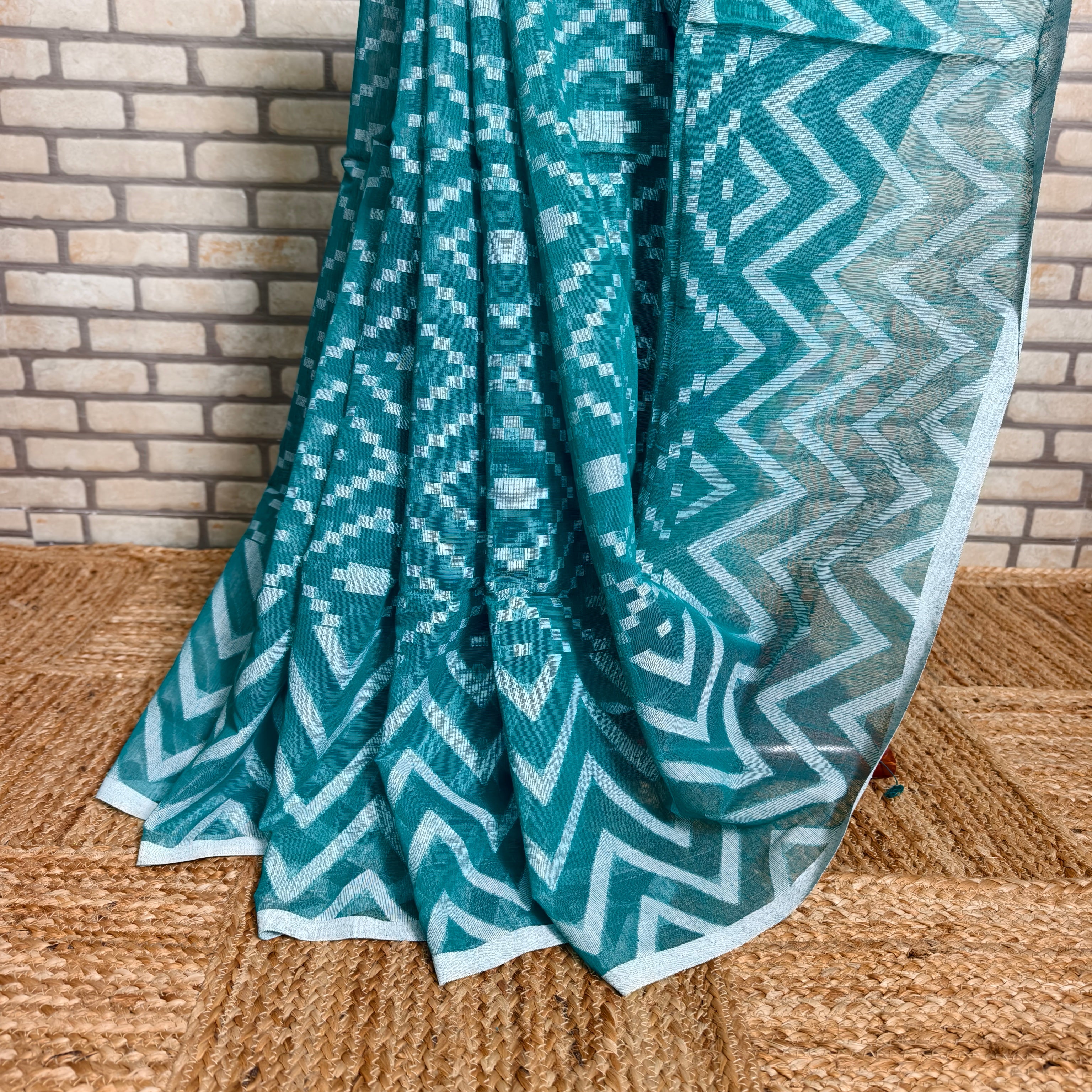 Teal Green Resham Silk Saree