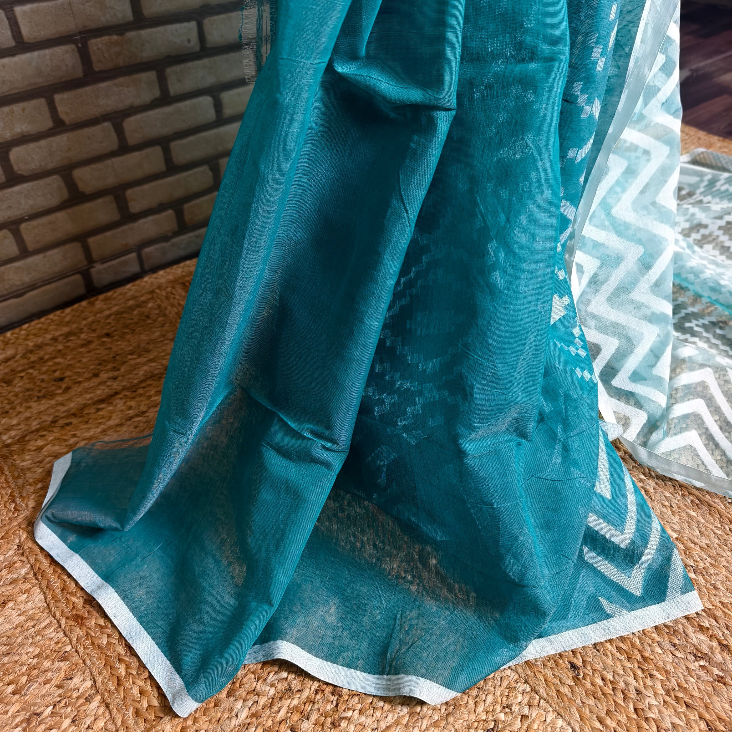 Teal Green Resham Silk Saree