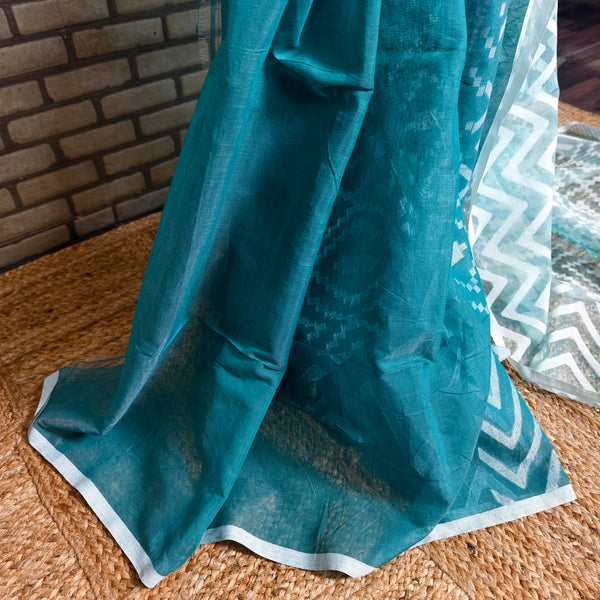 Teal Green Resham Silk Saree