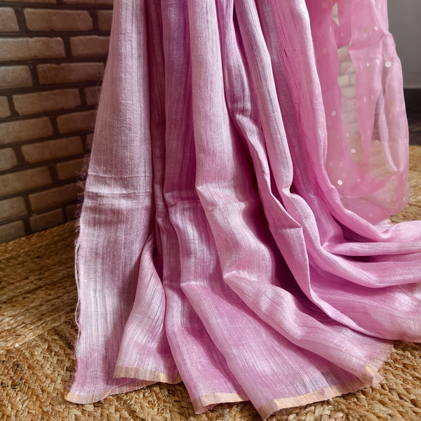 Baby Pink Matka Resham Silk Saree