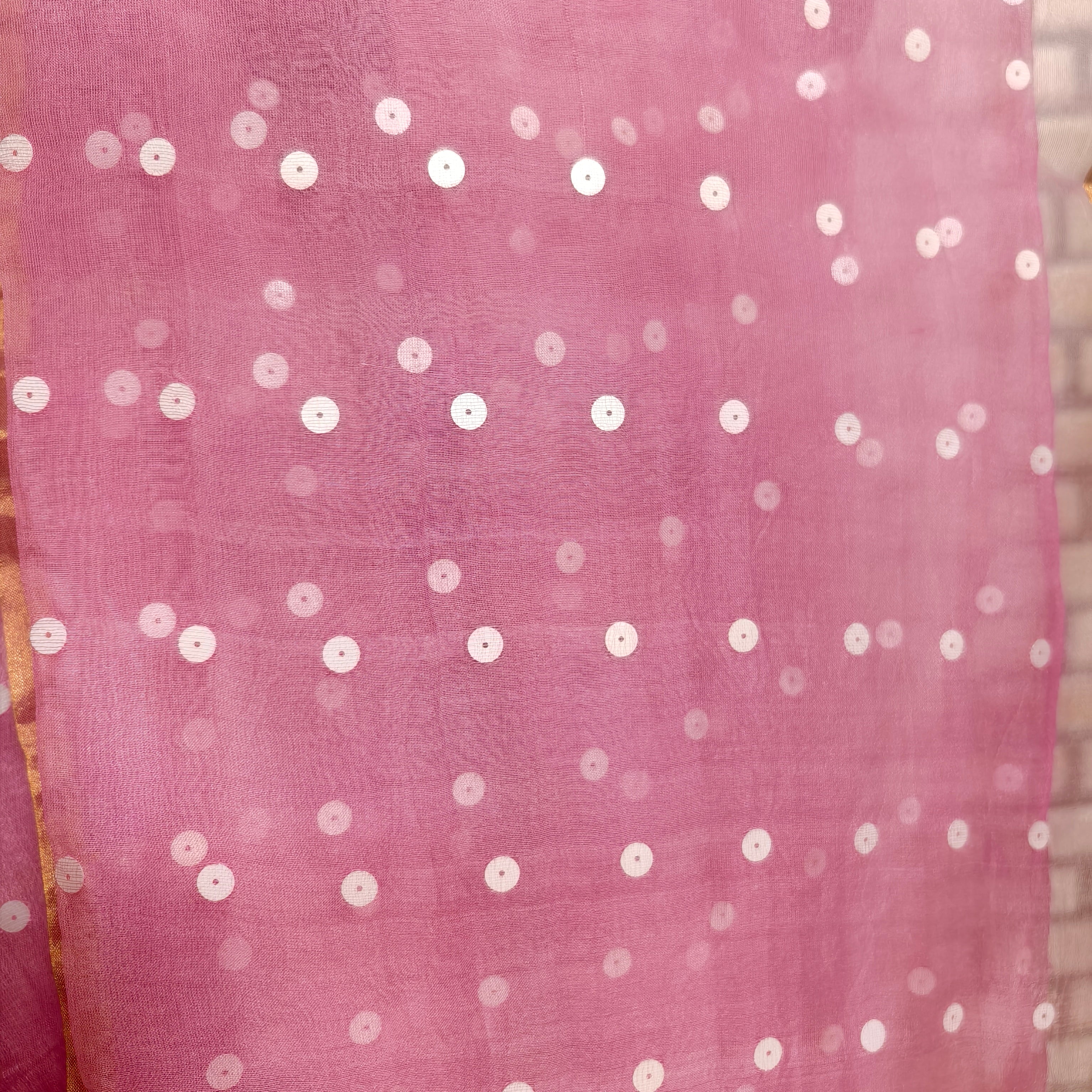 Baby Pink Matka Resham Silk Saree