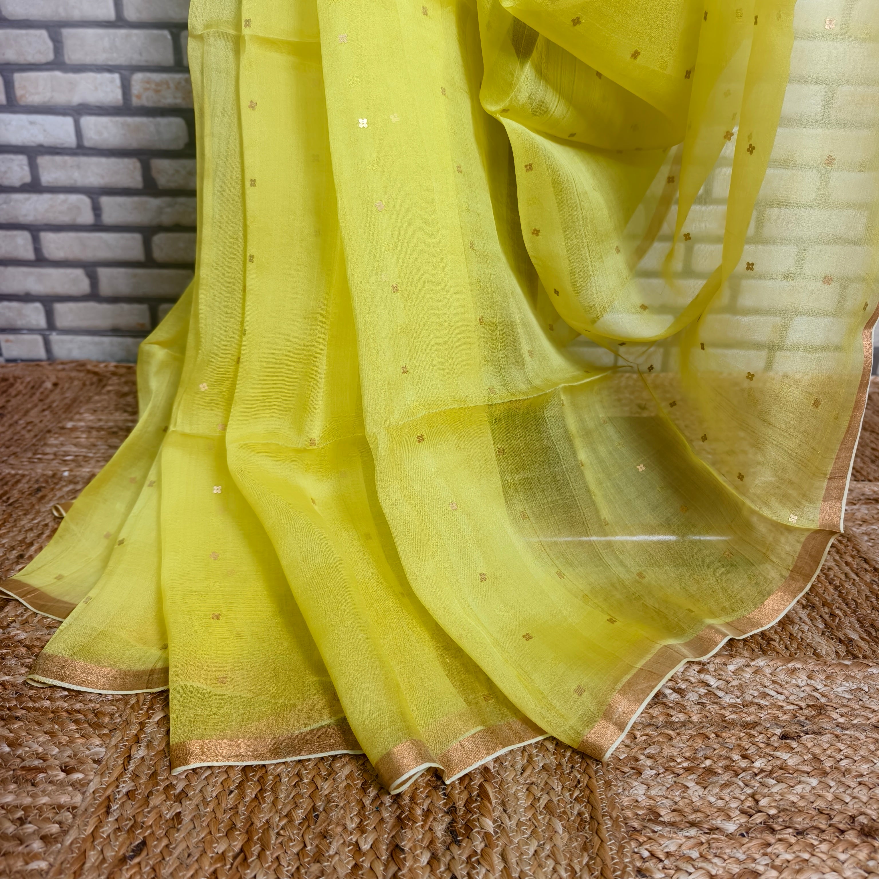 Vibrant Yellow Resham Silk Saree