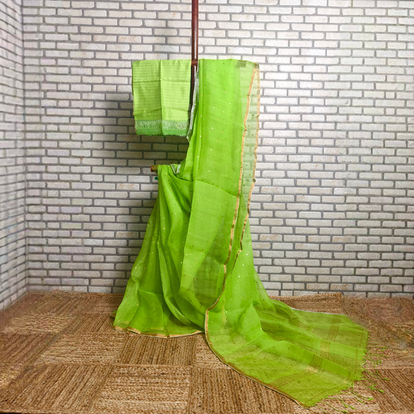 Vibrant Green Resham Silk Saree