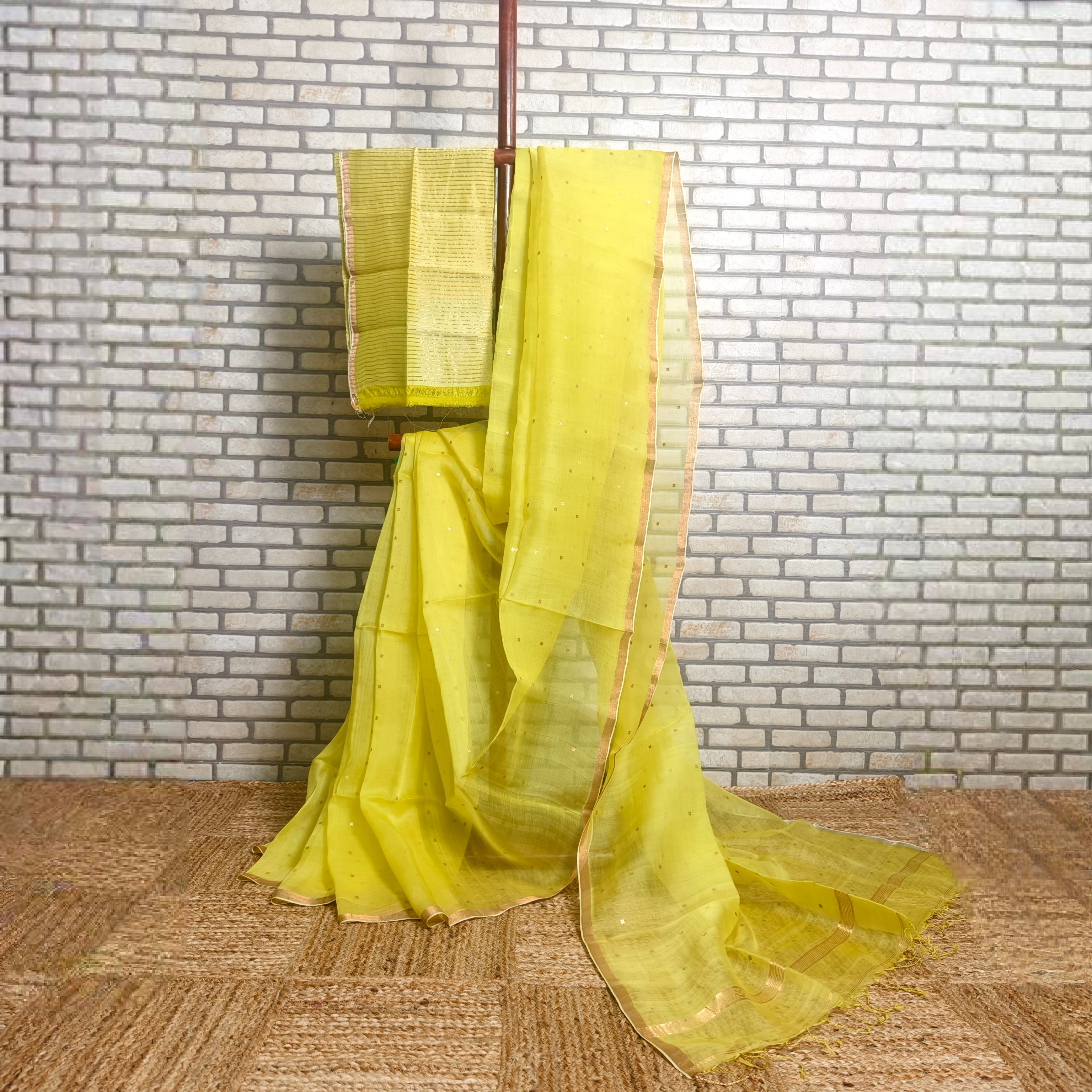 Vibrant Yellow Resham Silk Saree