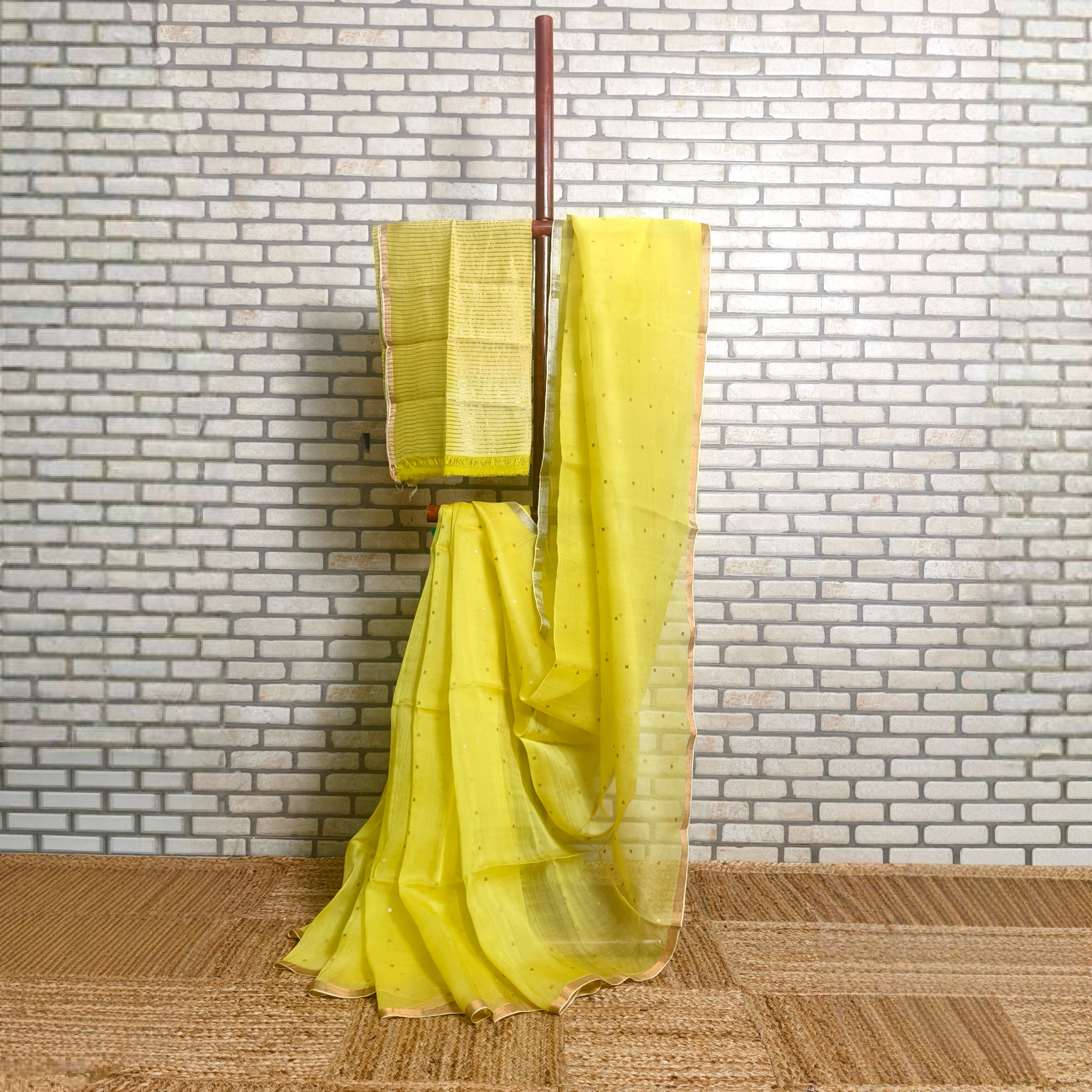 Vibrant Yellow Resham Silk Saree
