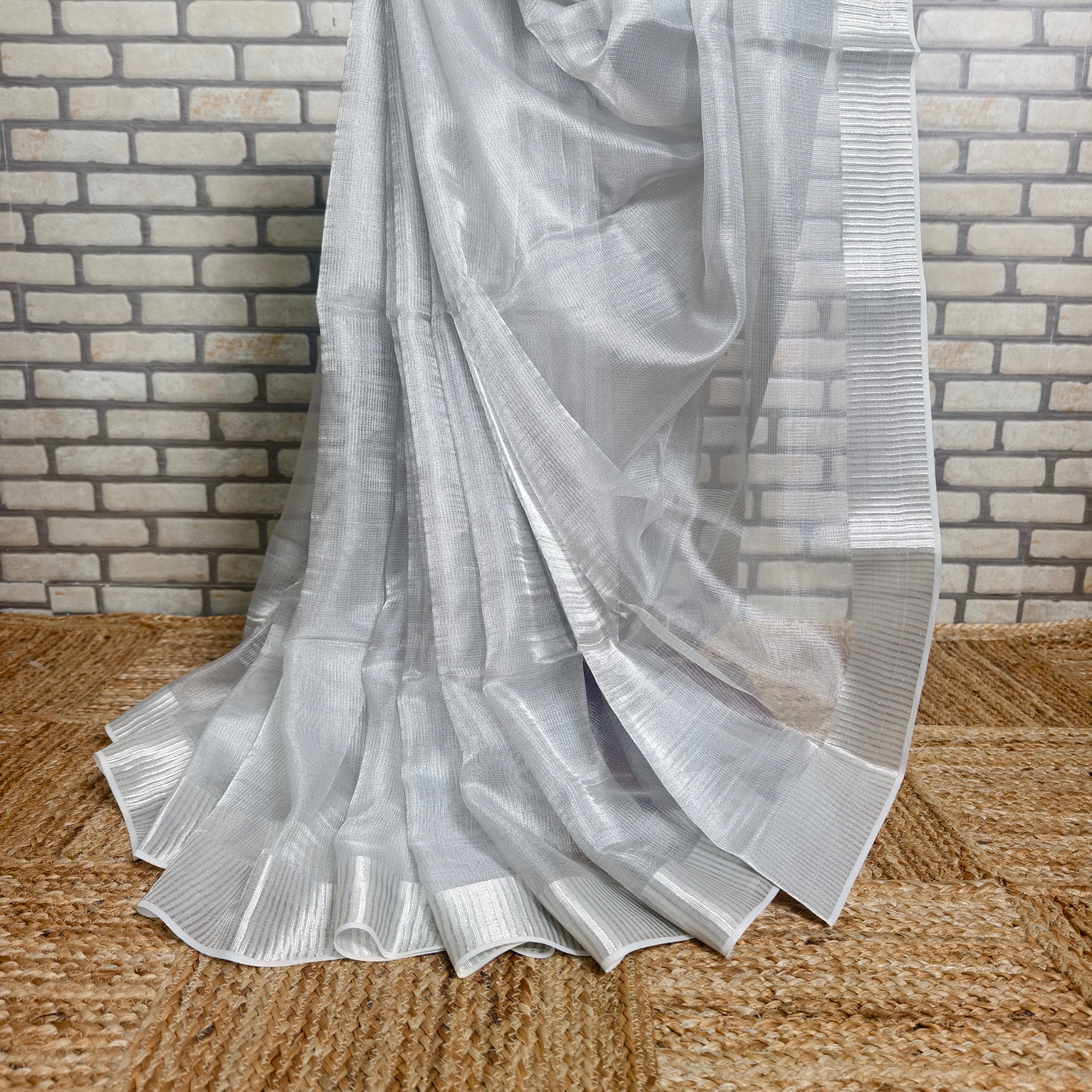 Silver Resham Silk Saree