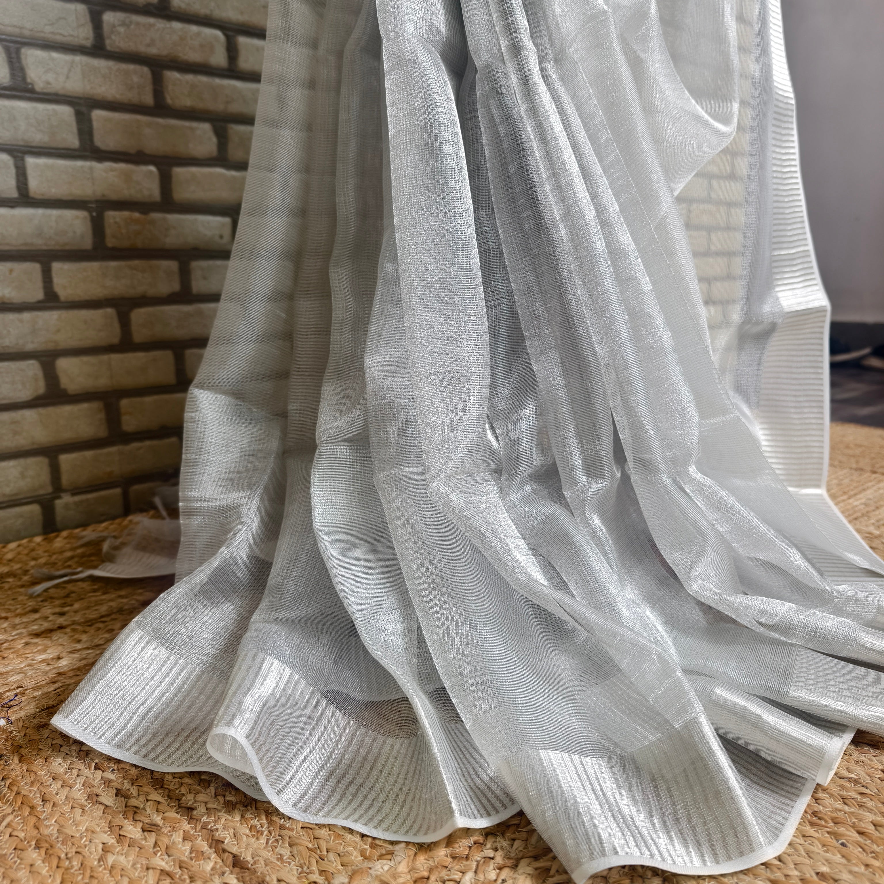 Silver Resham Silk Saree