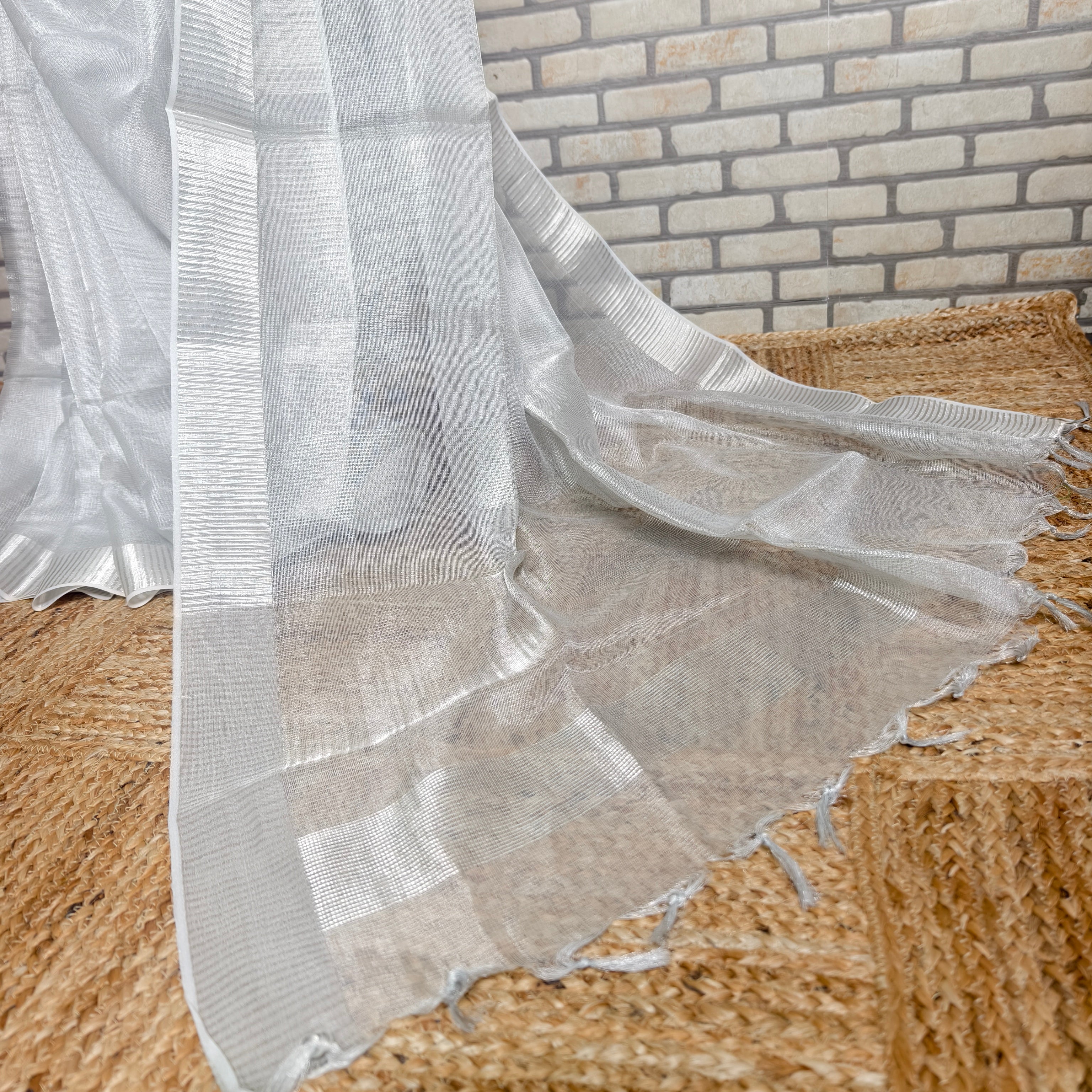 Silver Resham Silk Saree