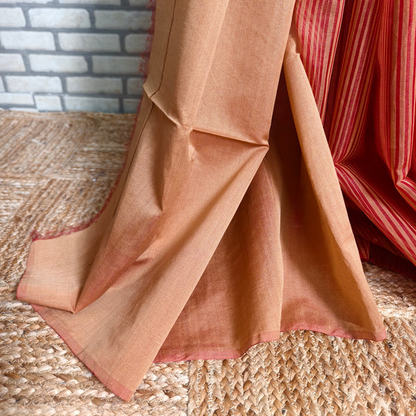 Beige Red Resham Silk Saree
