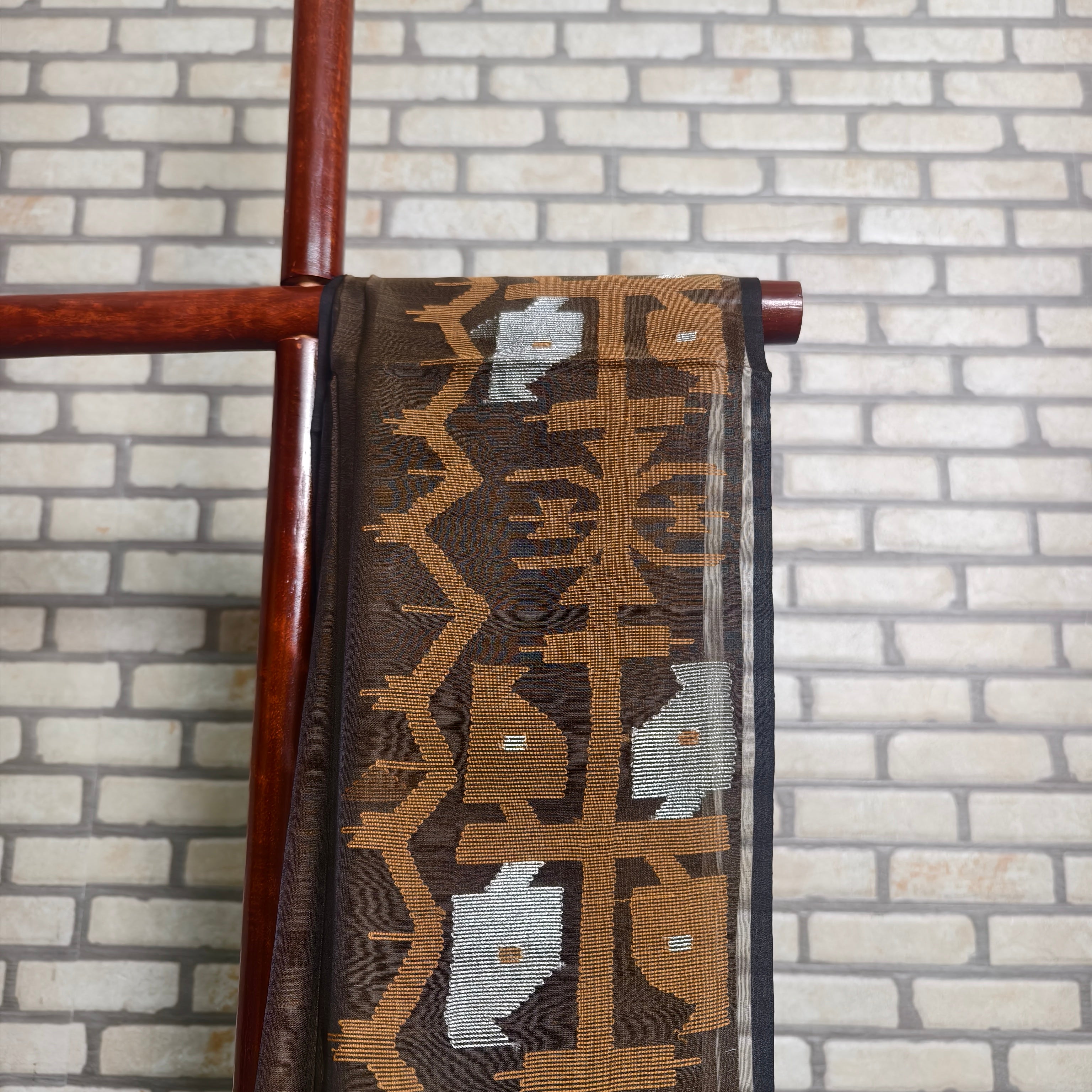 Coffee Brown Purple Resham Silk Saree