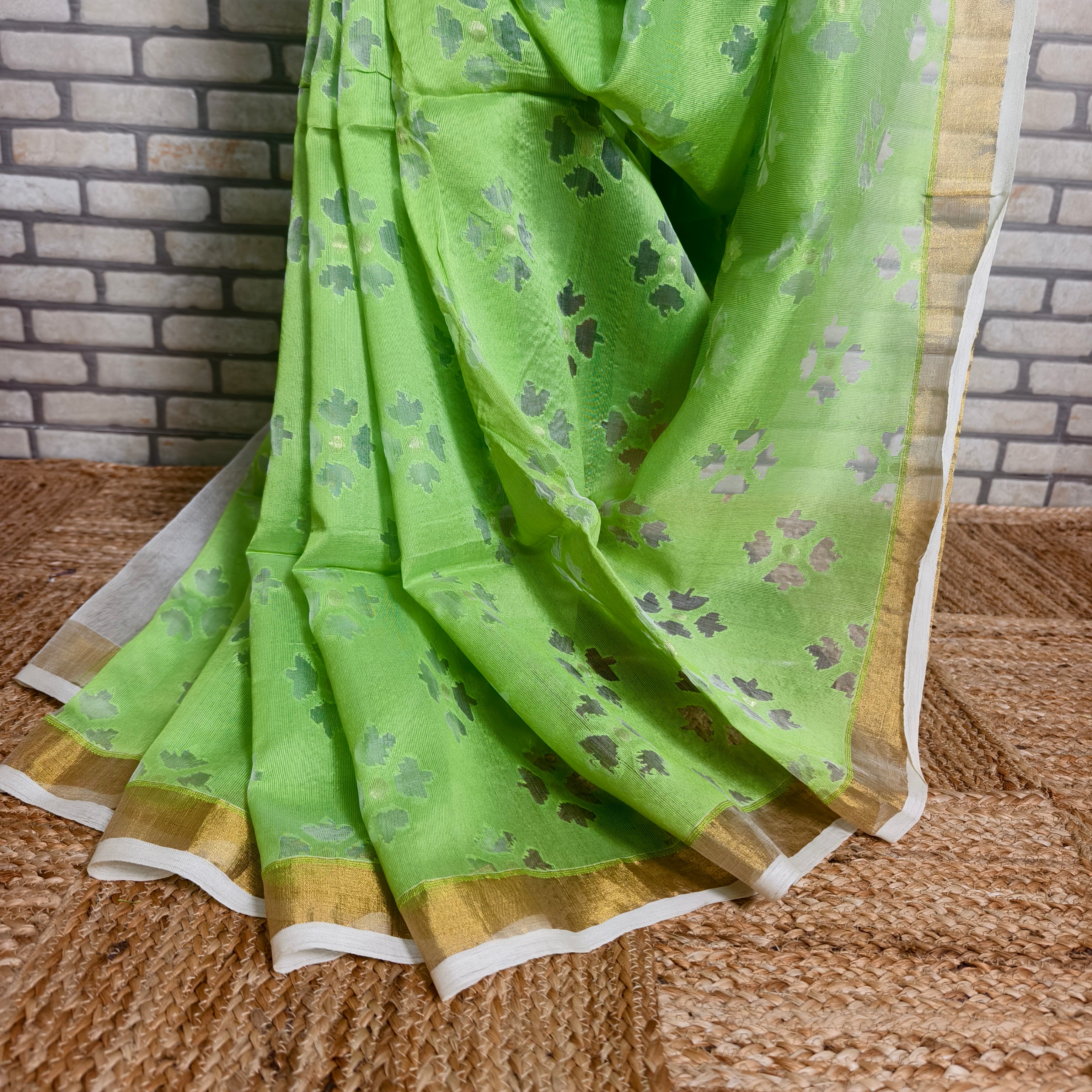 Vibrant Green Matka Silk Saree