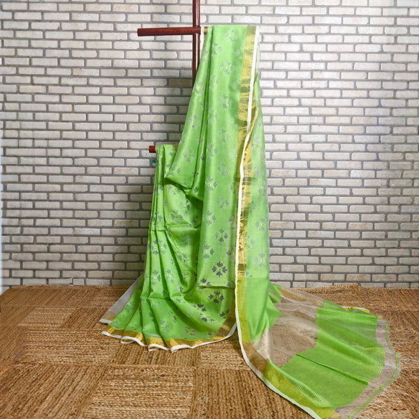 Vibrant Green Matka Silk Saree