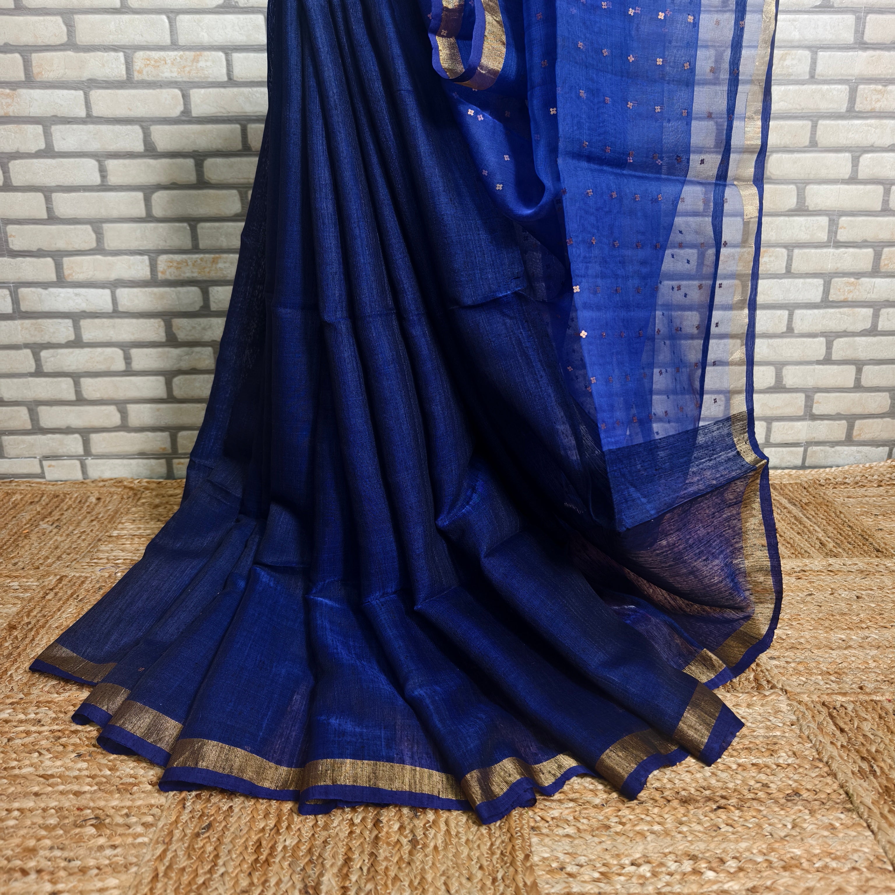 Royal Blue Matka Resham silk saree