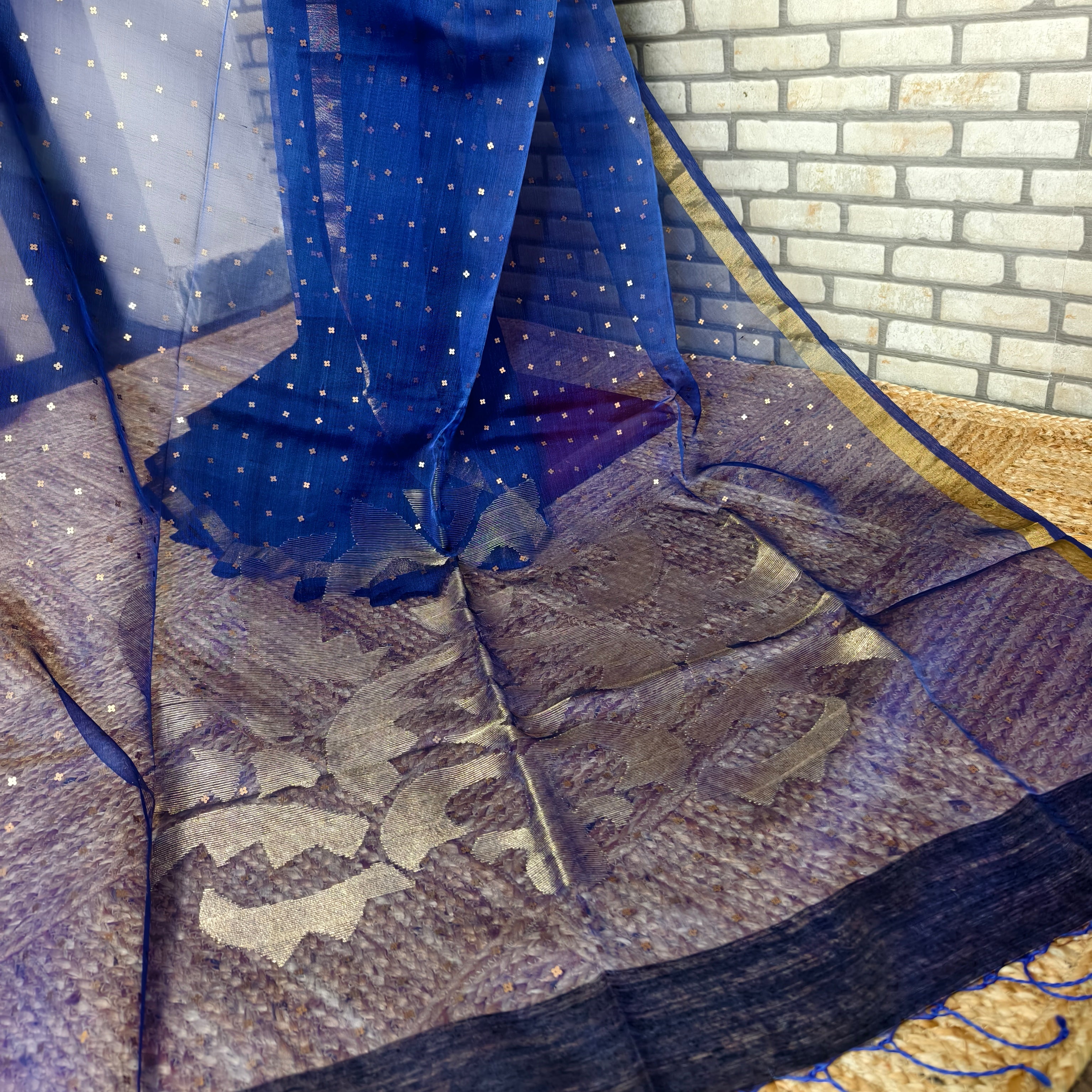 Royal Blue Matka Resham silk saree