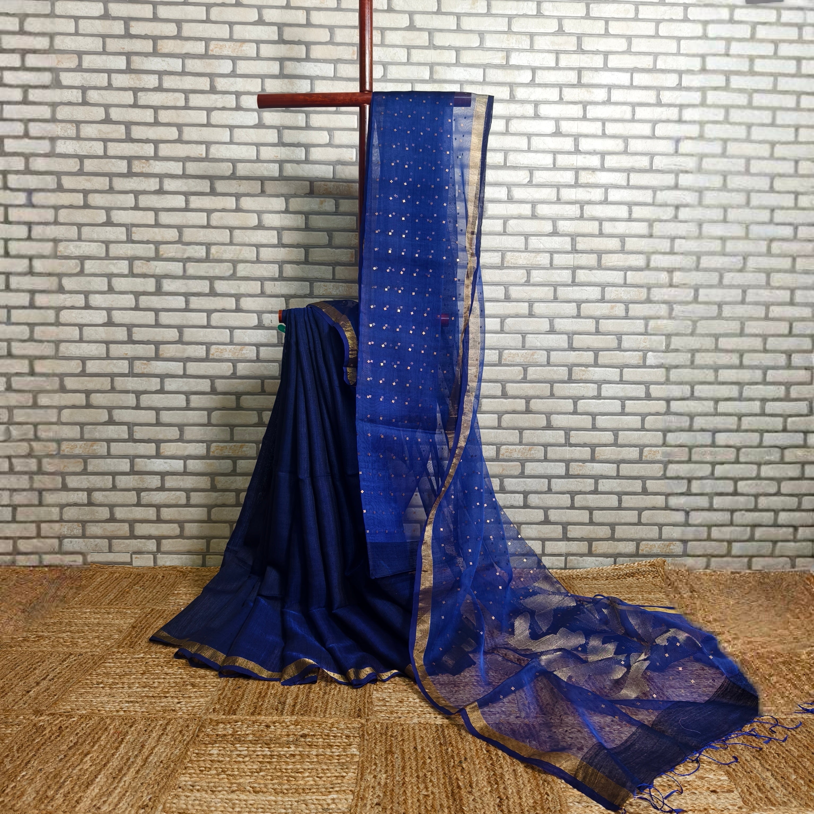 Royal Blue Matka Resham silk saree