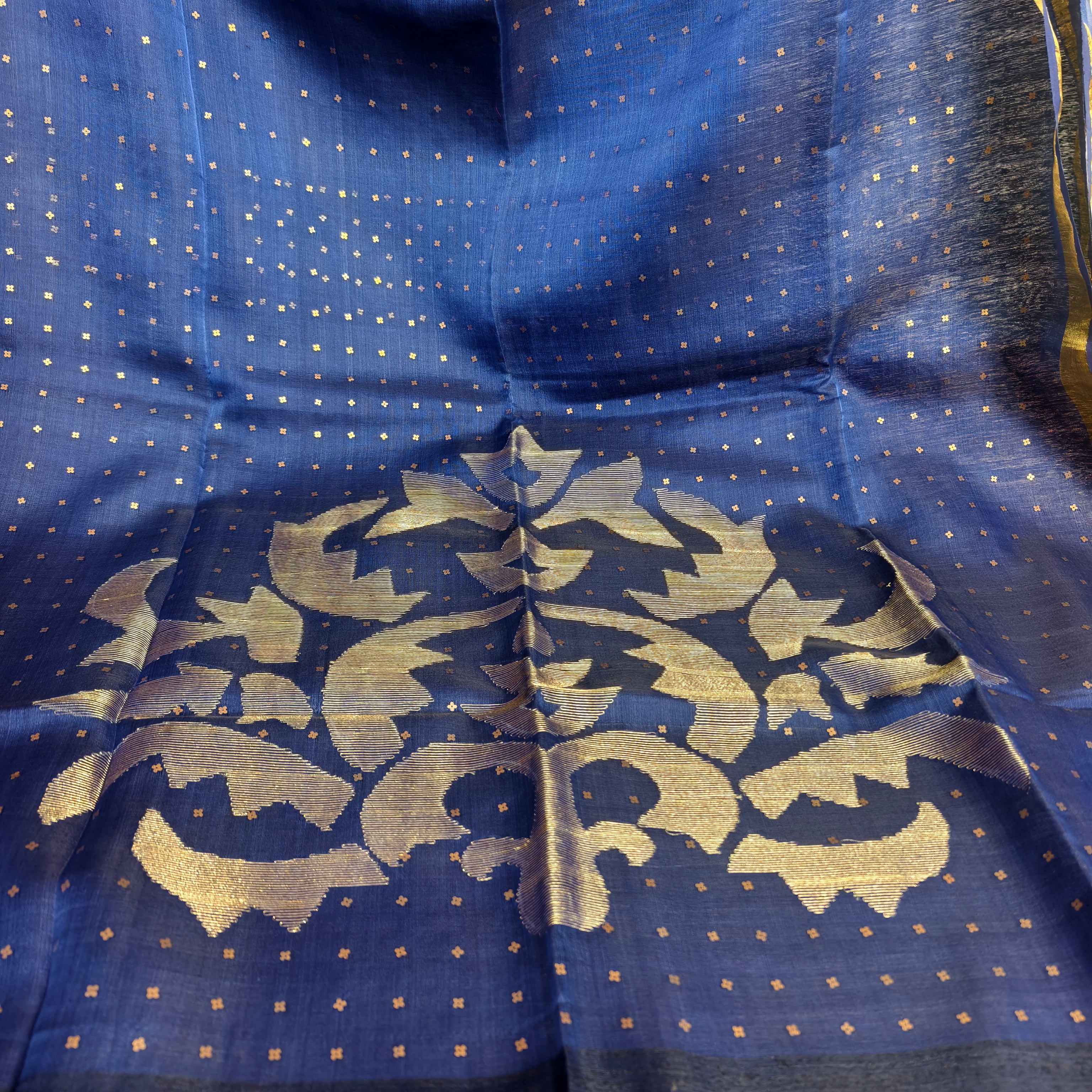 Royal Blue Matka Resham silk saree