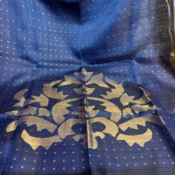 Royal Blue Matka Resham silk saree