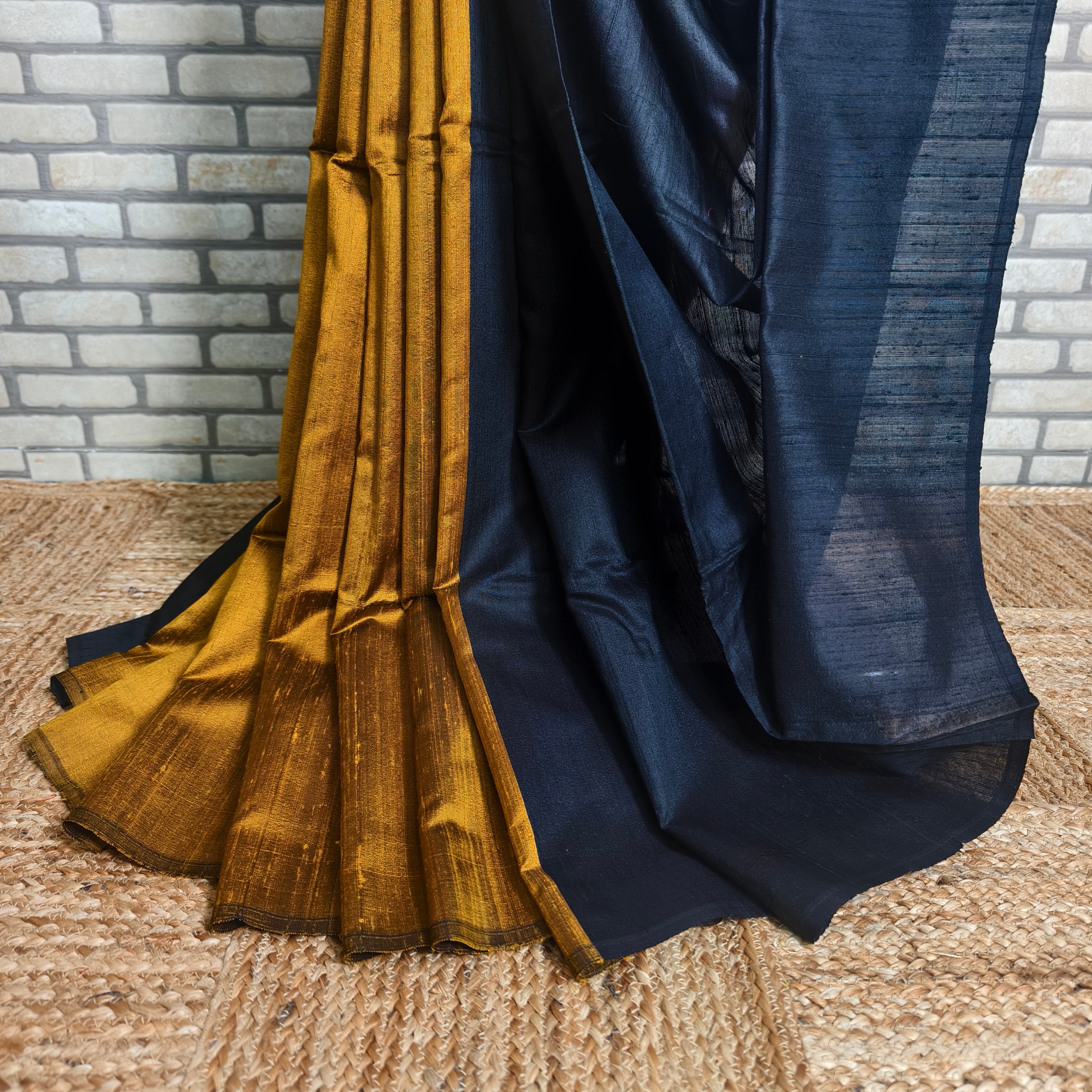 Mustard Resham Silk Saree