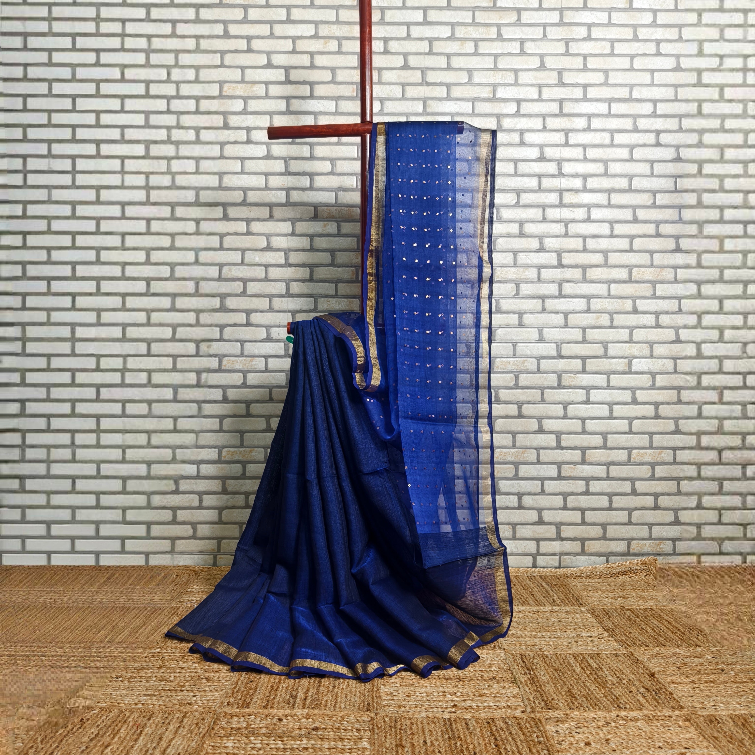 Royal Blue Matka Resham silk saree