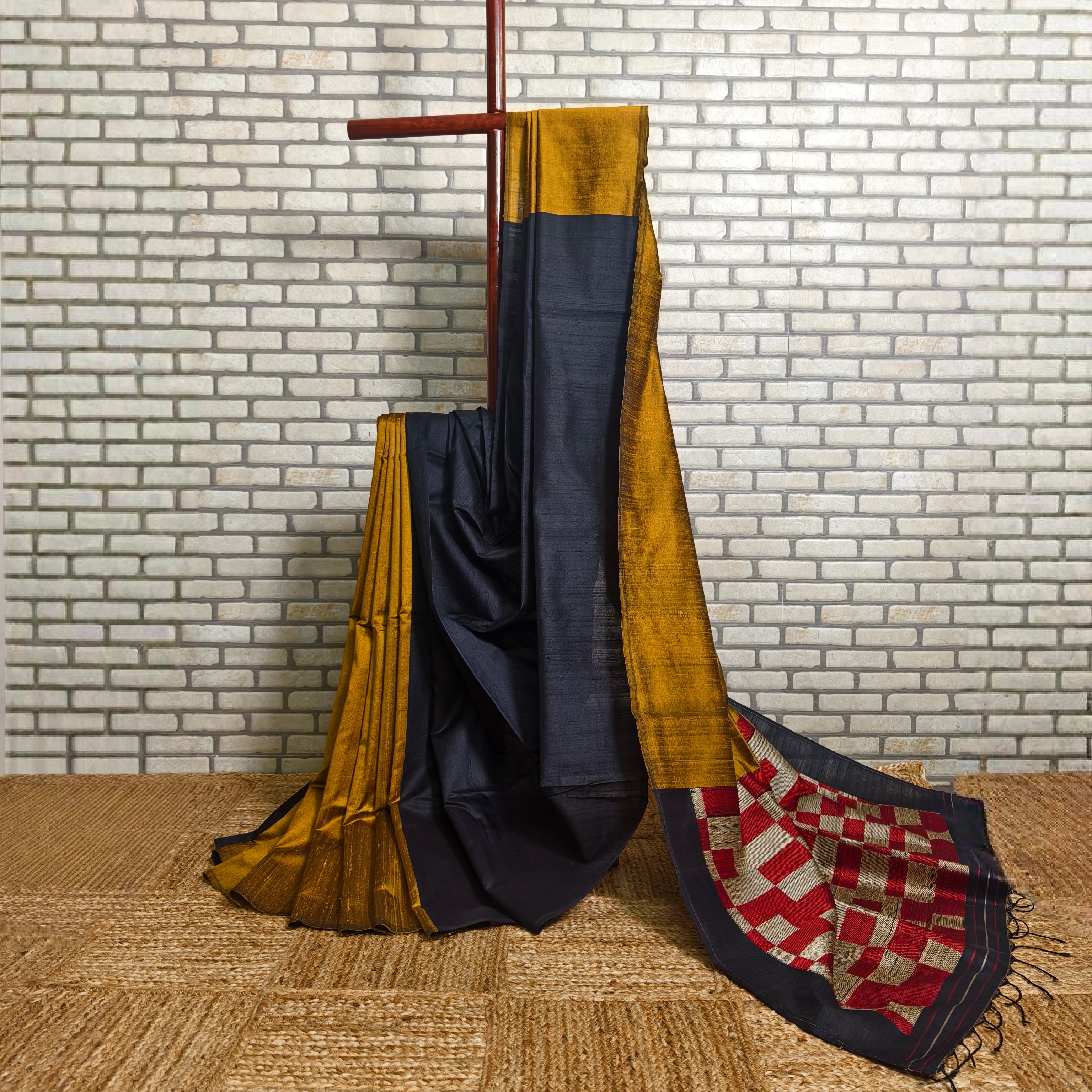 Mustard Resham Silk Saree